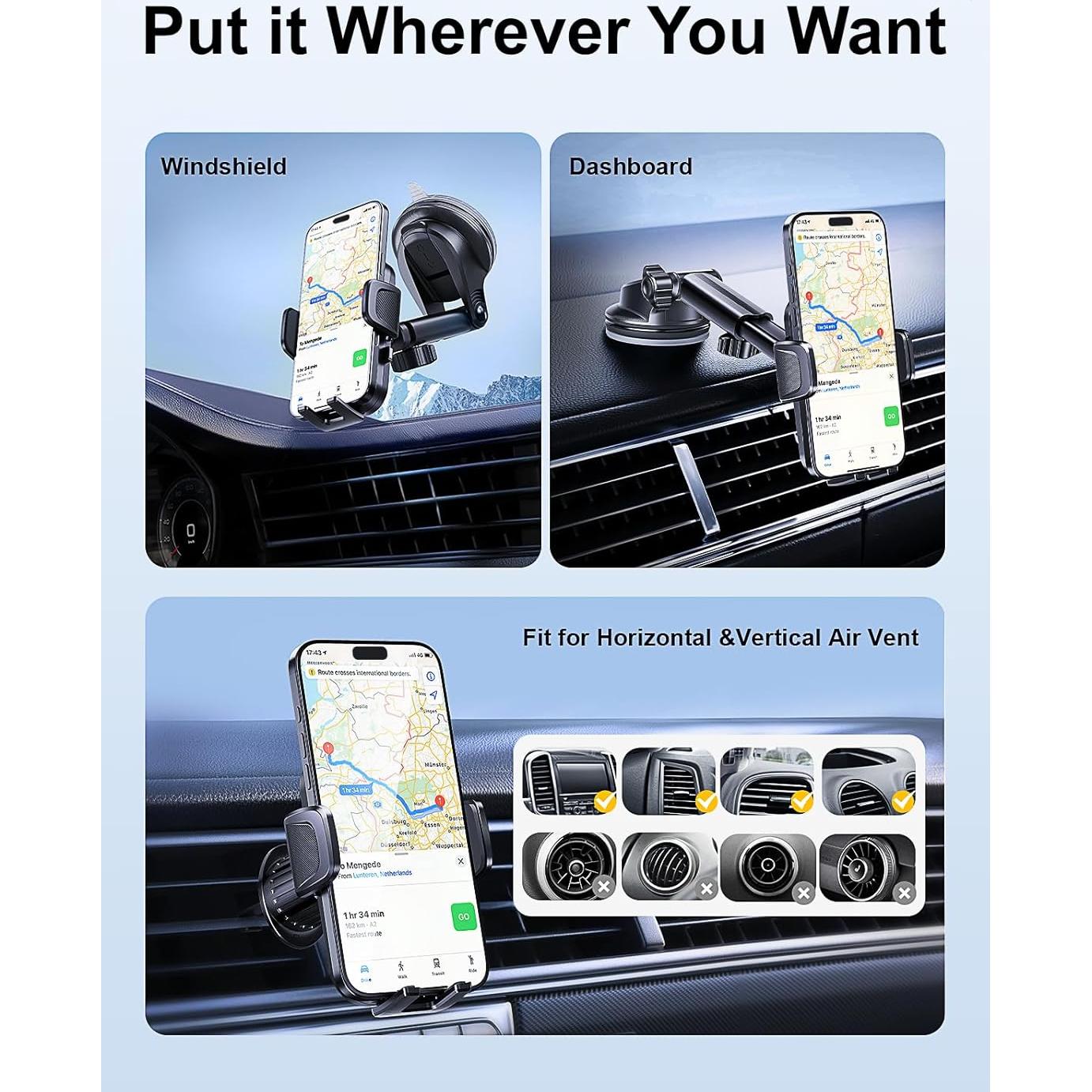 Soporte para Teléfono de Auto Rorhxia 3 en 1 Negro