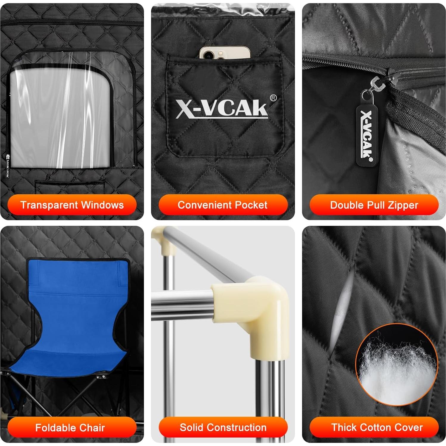 Sauna Portátil X-Vcak Carpa de Vapor 2.6x2.6x180cm