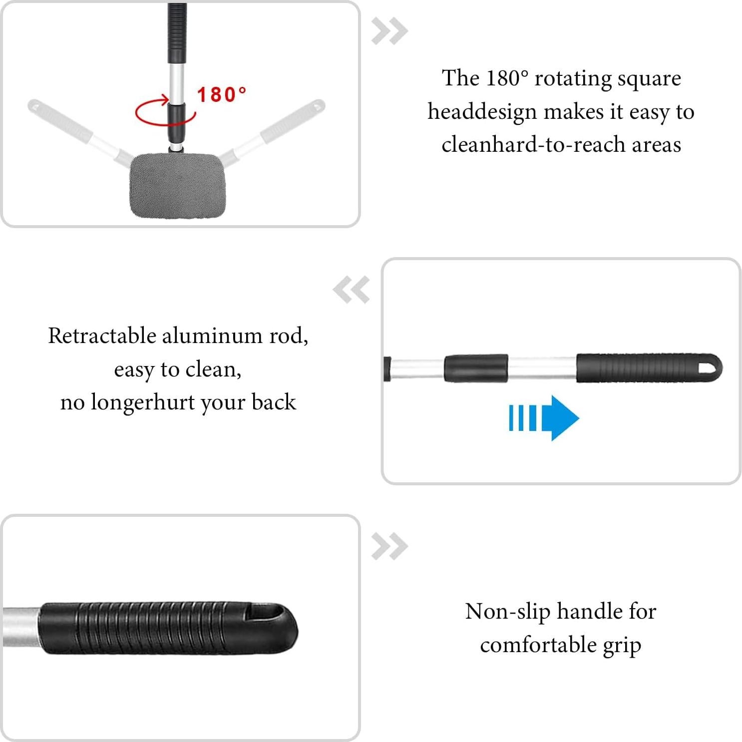 Limpiaparabrisas de Coche NYTKL con Mango Extensible y 2 Paños