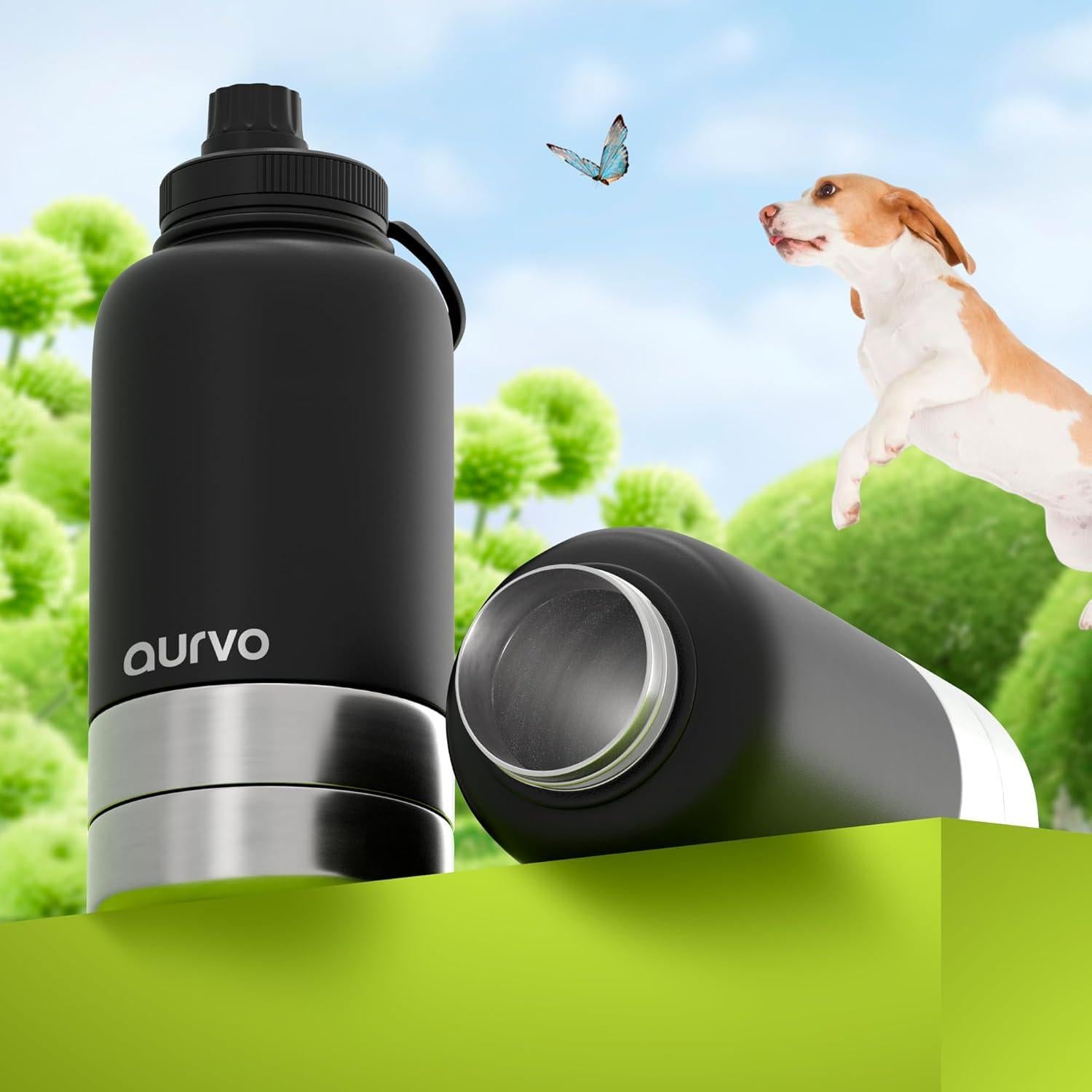 Botella de Agua para Perros Aurvo 32oz Acero Inoxidable Aislada