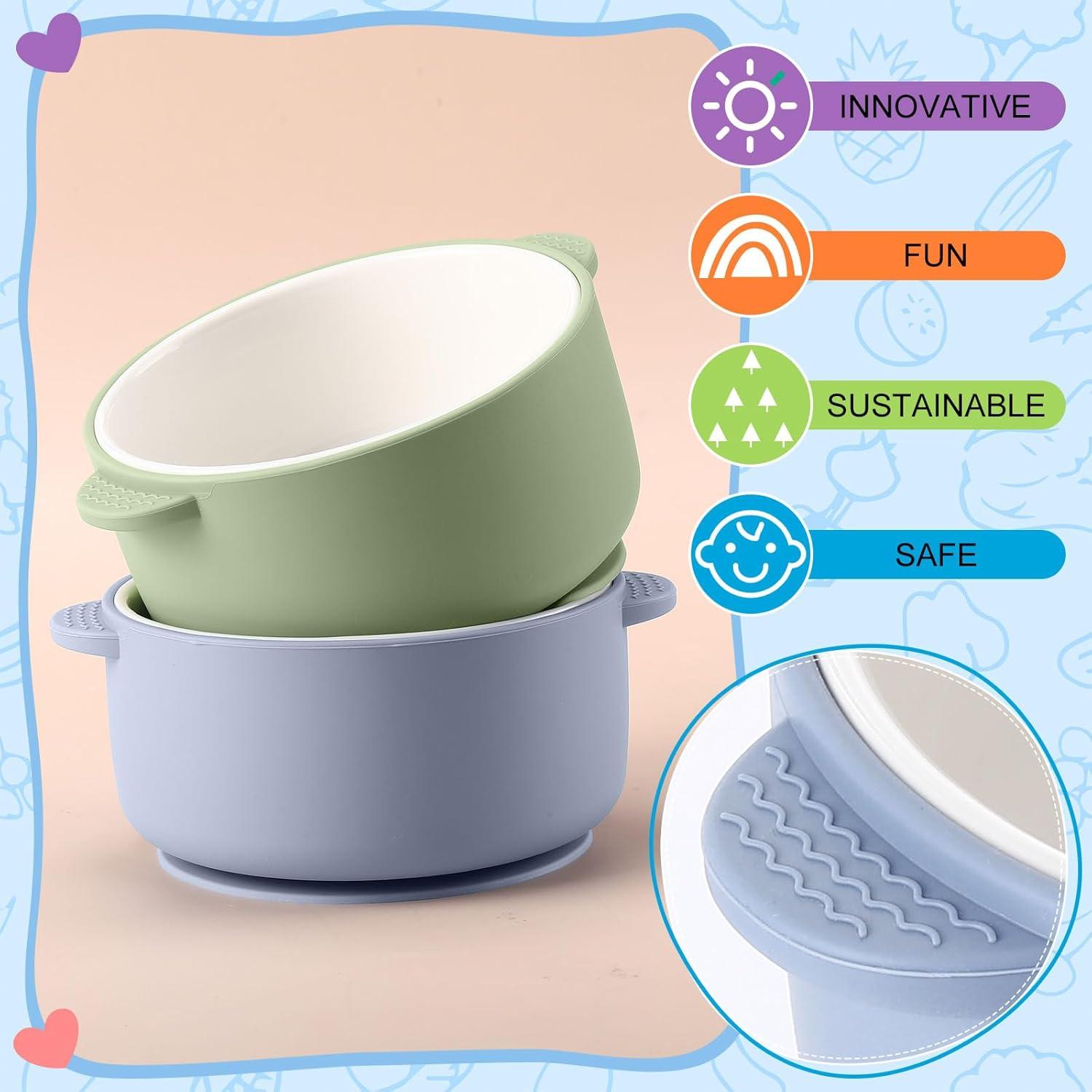 Cuencos de Porcelana para Niños Domensi 2 Piezas Antideslizantes