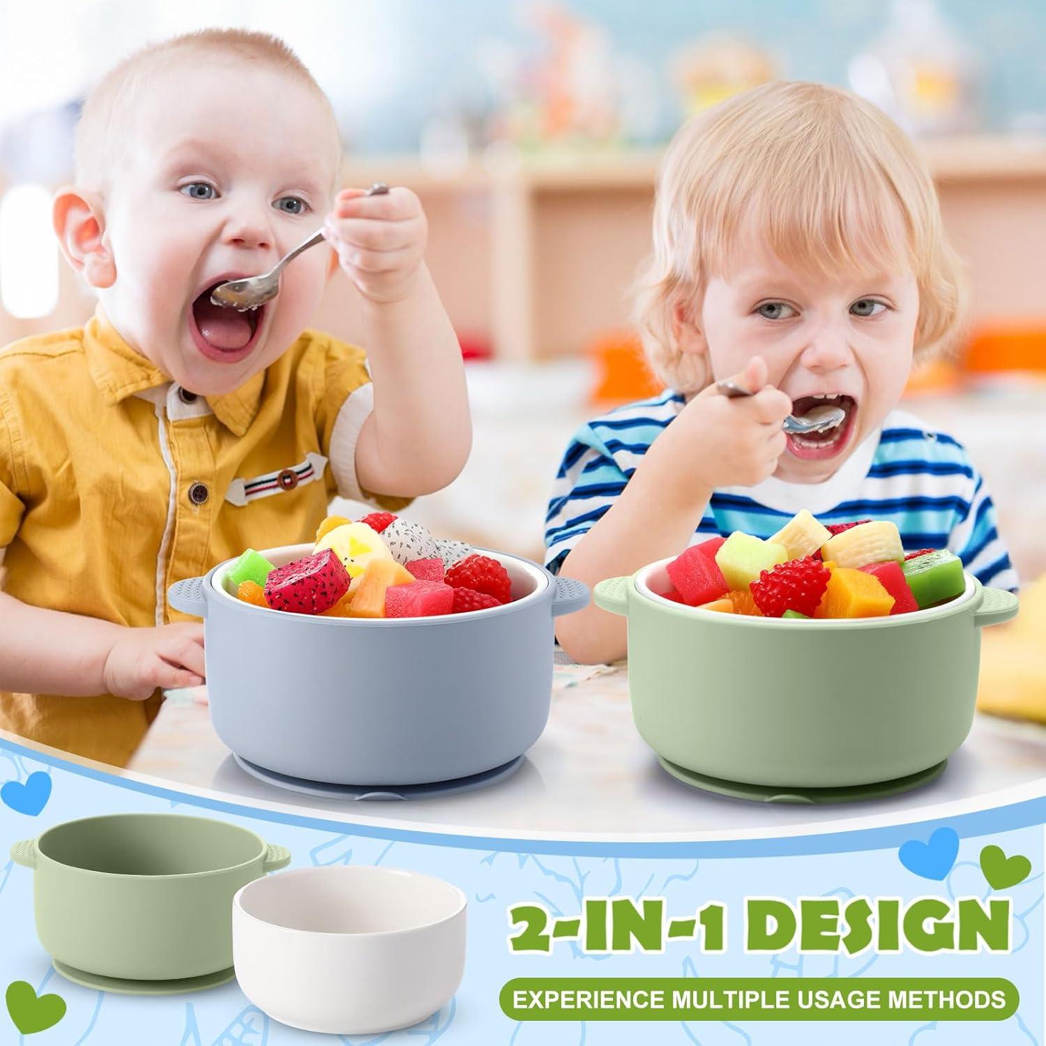 Cuencos de Porcelana para Niños Domensi 2 Piezas Antideslizantes