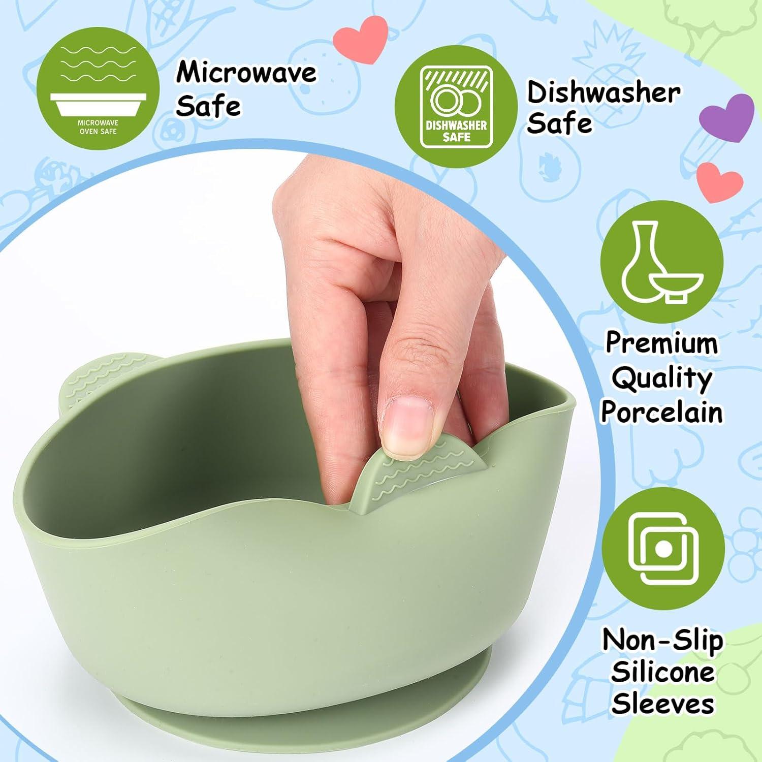 Cuencos de Porcelana para Niños Domensi 2 Piezas Antideslizantes