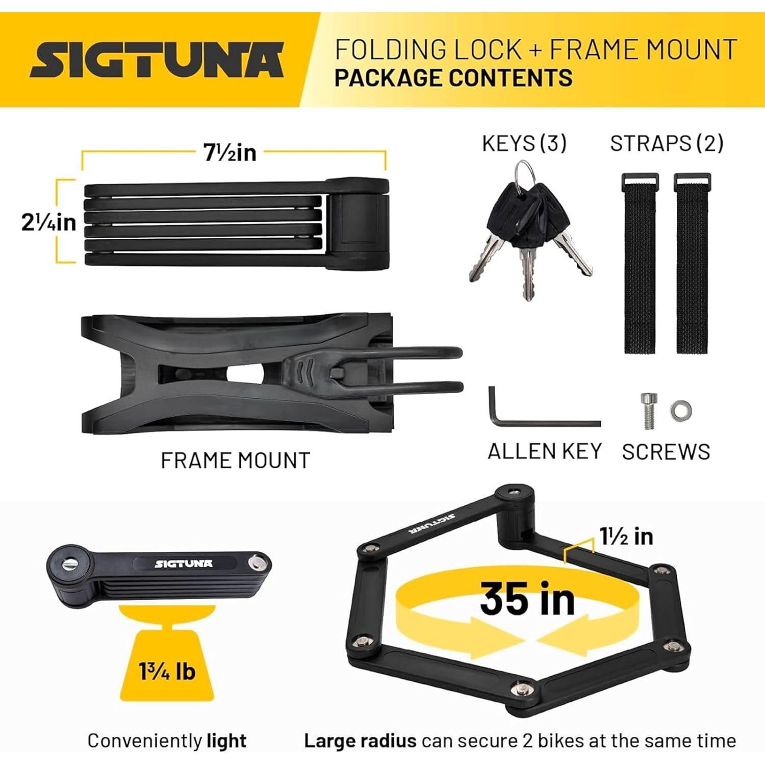 Candado Plegable de Bicicleta SIGTUNA - Acero 8mm Alta Resistencia