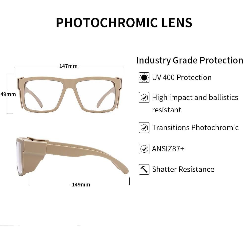 Gafas de Seguridad Foto-Cromáticas UV400 Bluelight ANSI Z87.1