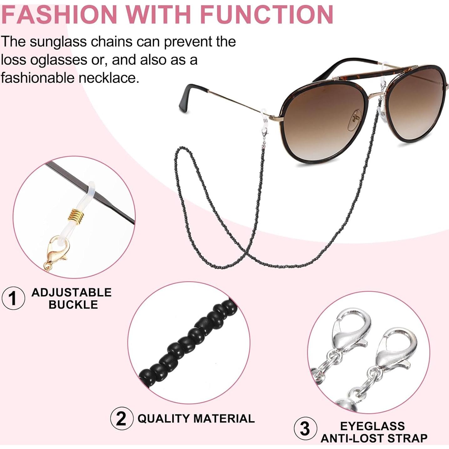 Cadenas para Gafas uxcell de Perlas Ajustables 70 cm