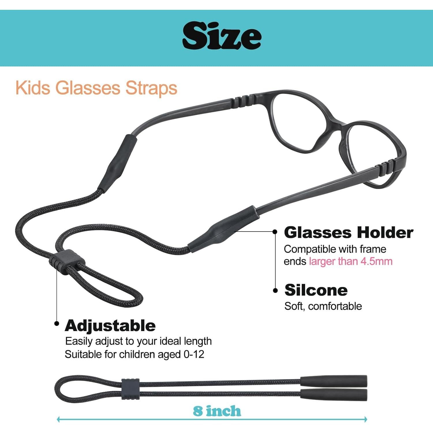 Correa para Gafas de Niños Fusanwin - Ajustable 0-40 cm - 3 Pcs Negro