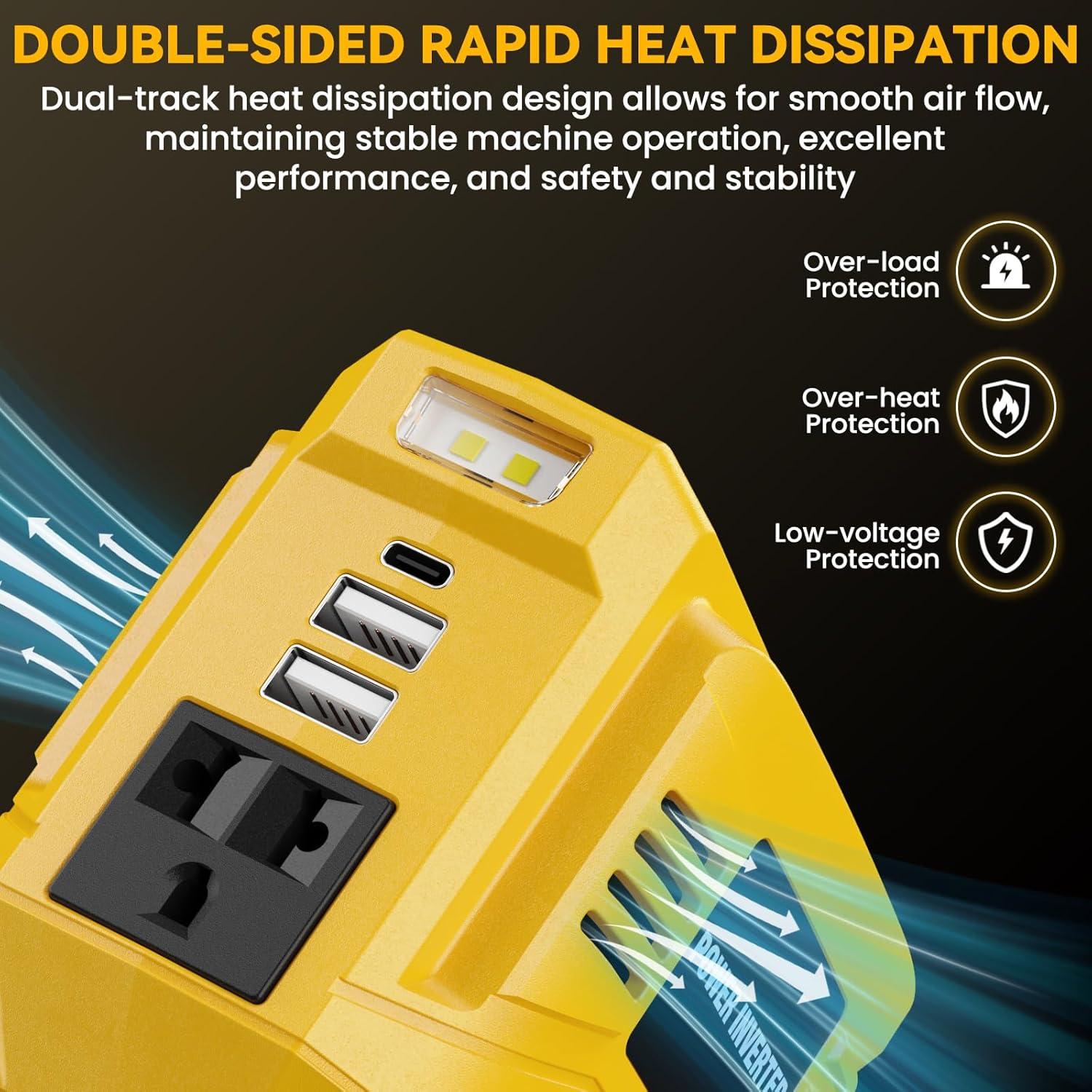 Inversor de Potencia 200W VAXCANZE para Dewalt 20V DC a AC