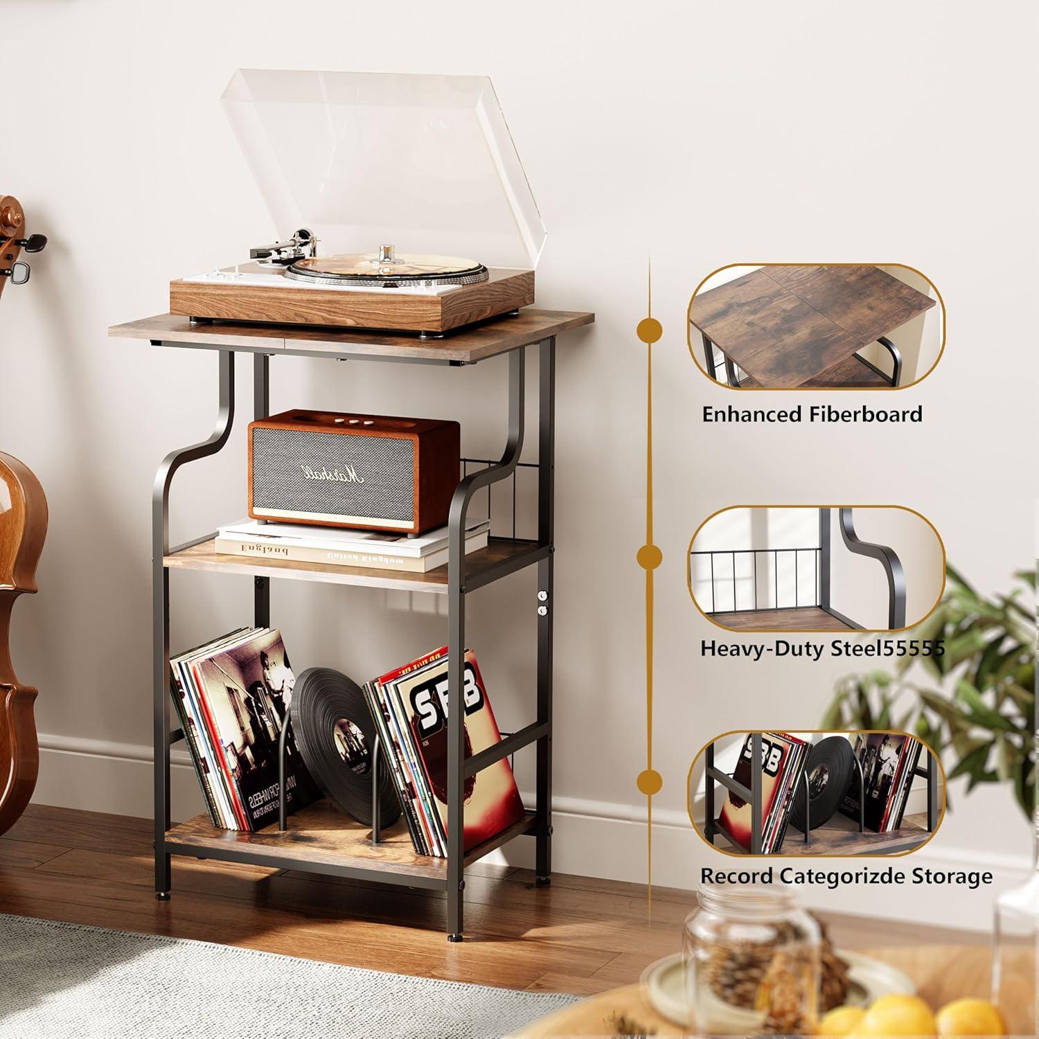 Soporte para Tocadiscos Luwesde VP-01 3 Niveles Marrón Rústico