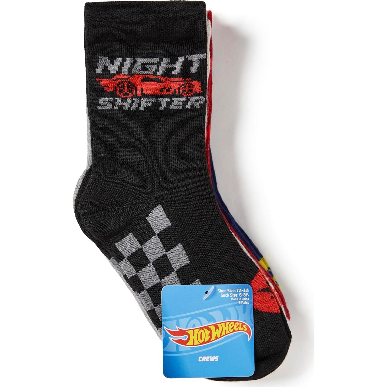 Paquete de 5 calcetines Hot Wheels para niños 6-8.5