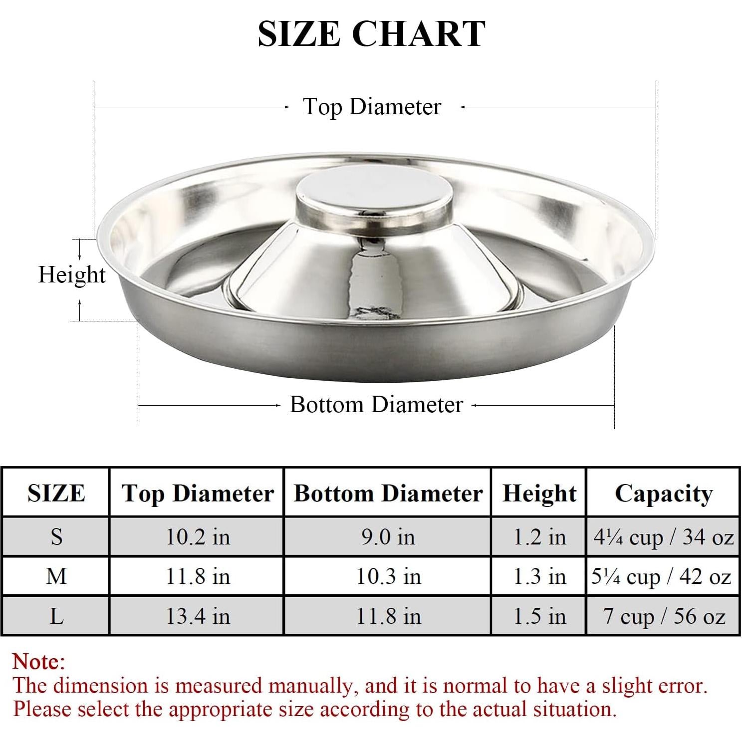 Cuenco de Acero Inoxidable para Mascotas QIYADIN Tamaño S