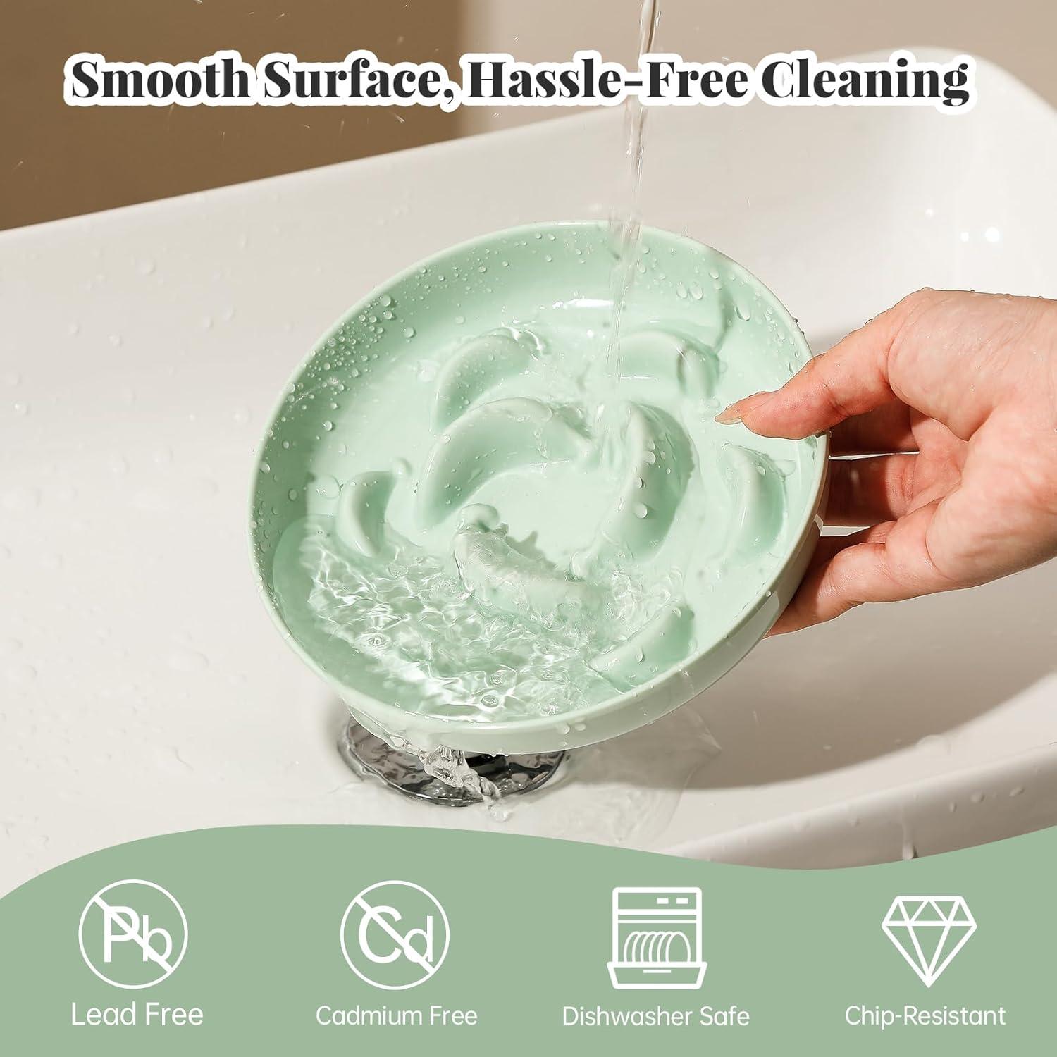 Set de 3 Tazones de Comida para Gatos PTOBER - Melamina, Alimentación Lenta, Antideslizante