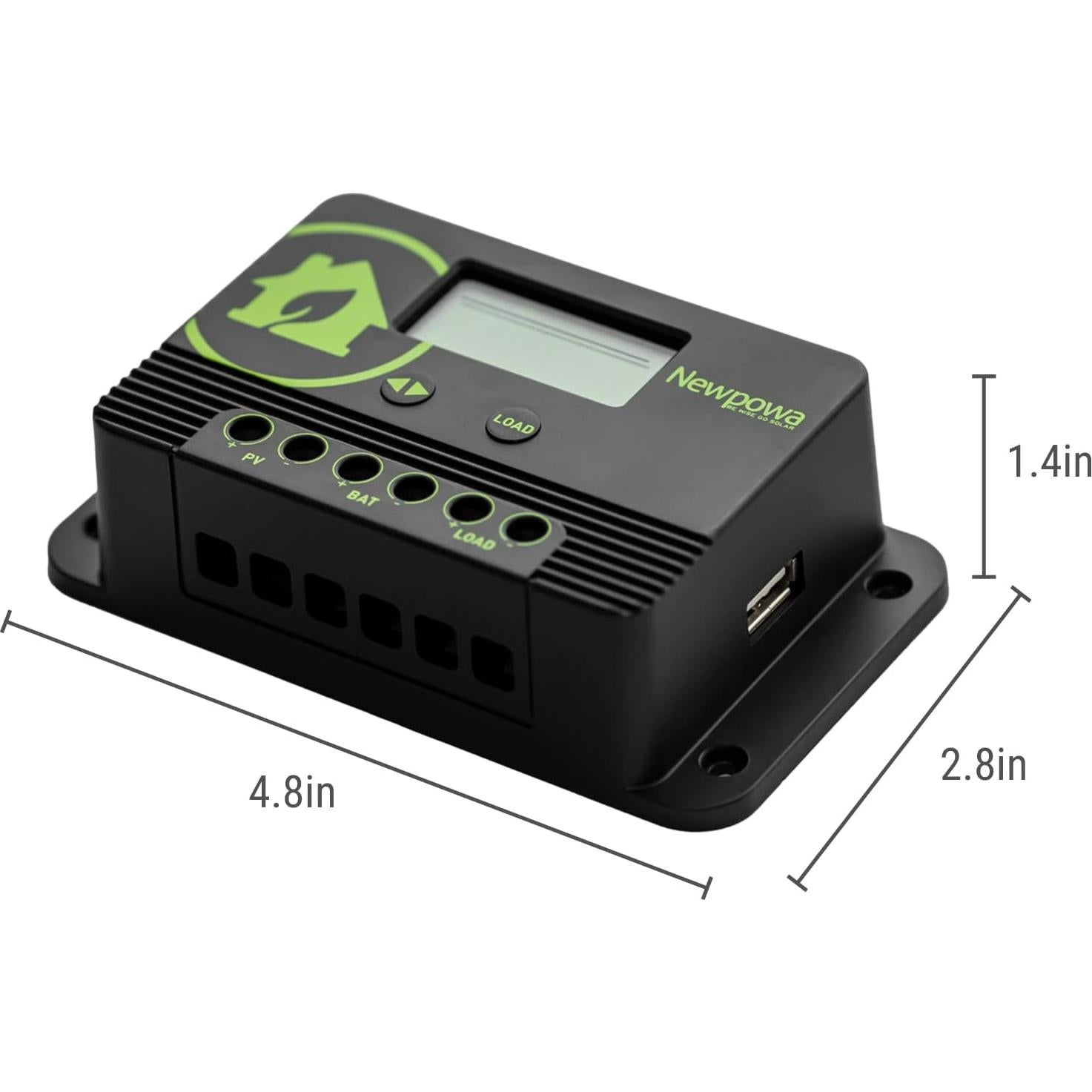 Controlador de Carga Solar Newpowa 10A 12V/24V LCD Compacto