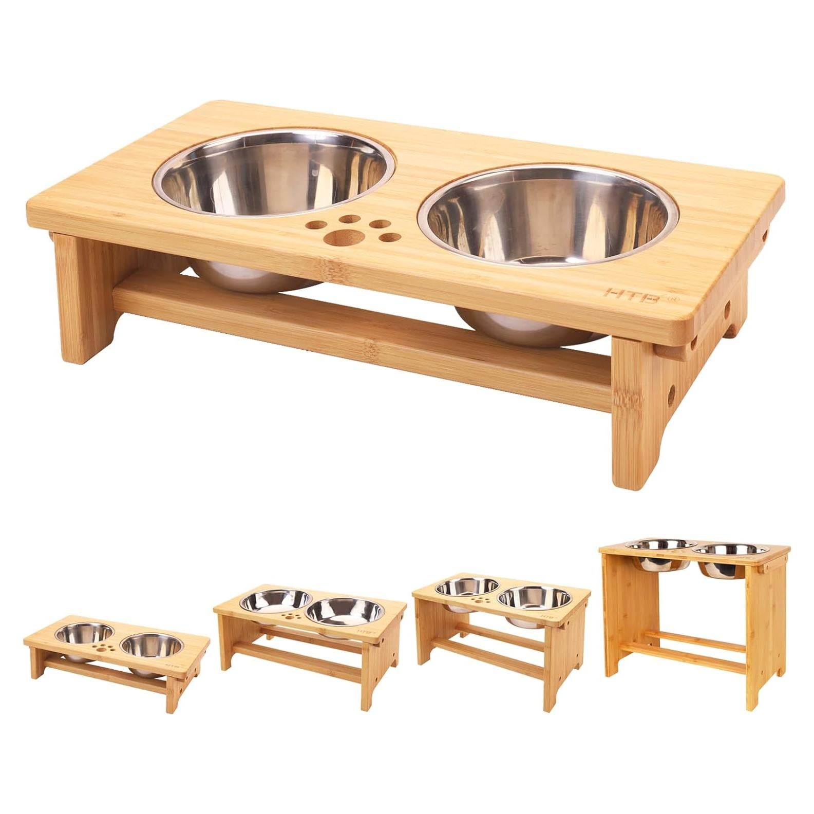 Soporte Elevado para Perros WYHTB con 2 Cuencos de Acero Inoxidable