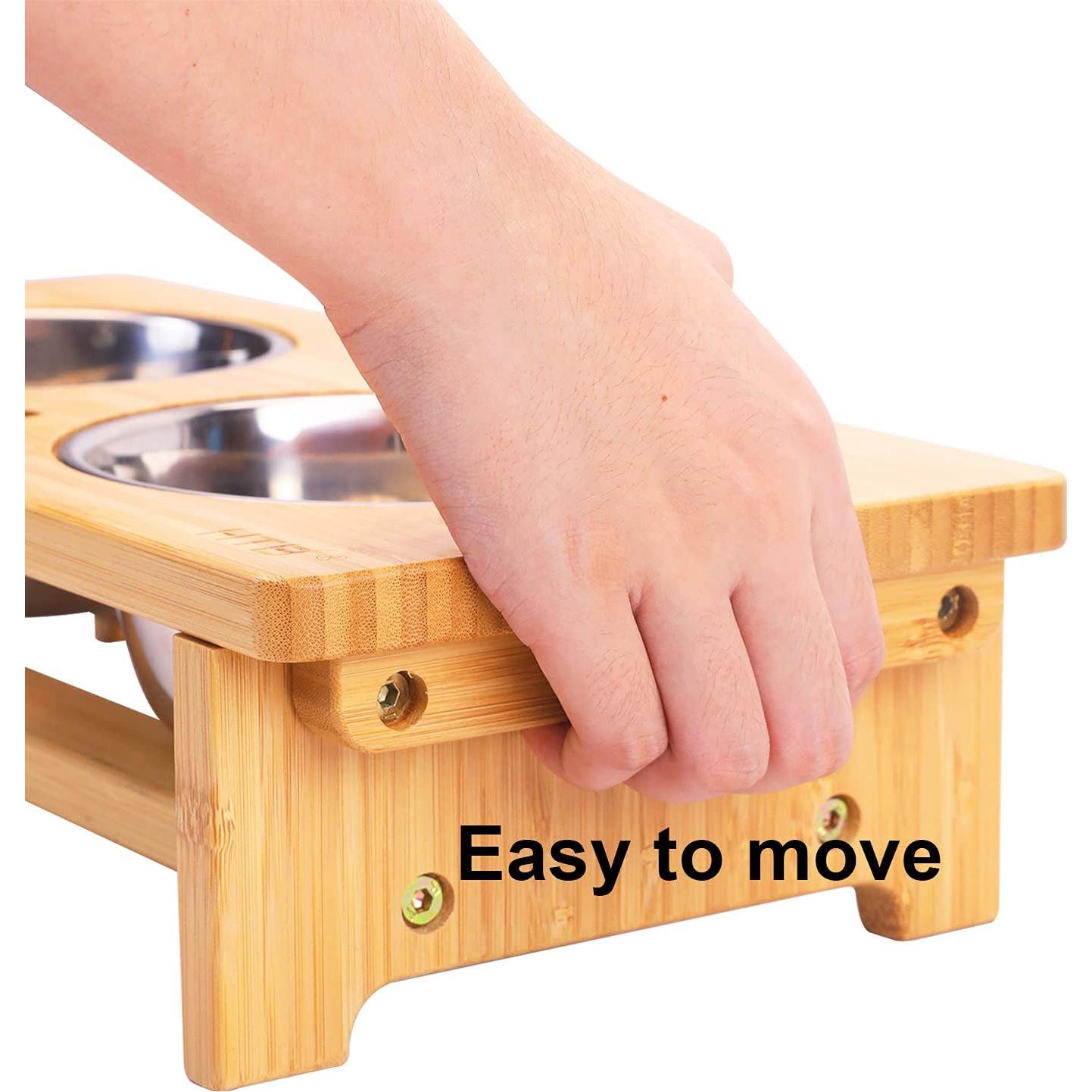 Soporte Elevado para Perros WYHTB con 2 Cuencos de Acero Inoxidable