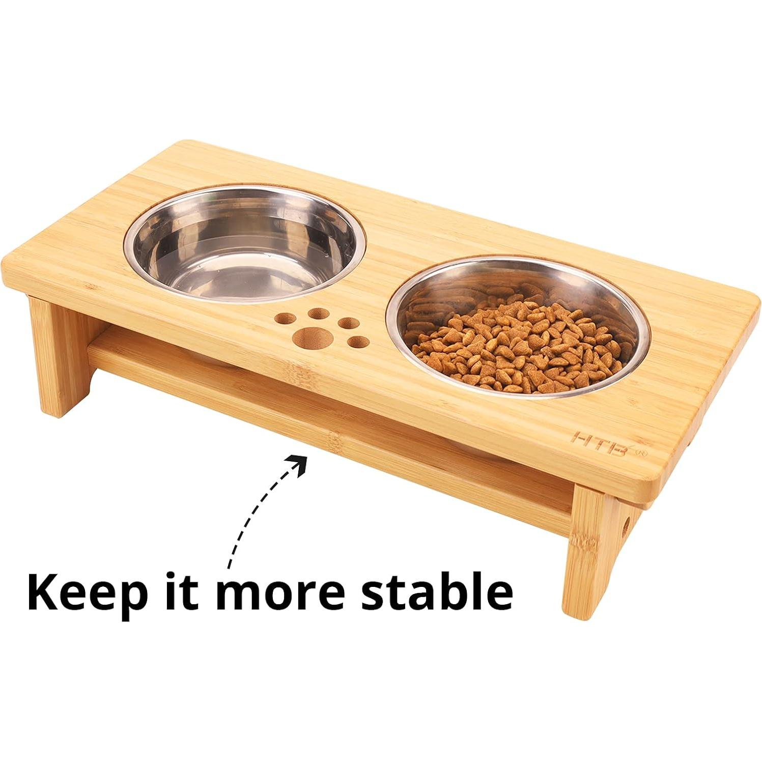 Soporte Elevado para Perros WYHTB con 2 Cuencos de Acero Inoxidable