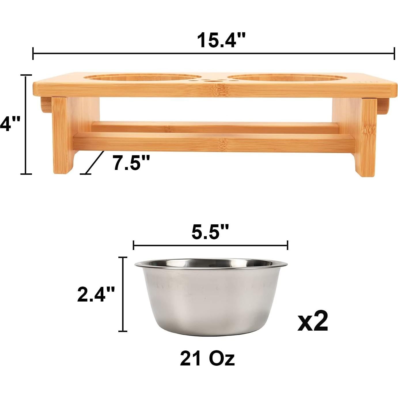 Soporte Elevado para Perros WYHTB con 2 Cuencos de Acero Inoxidable