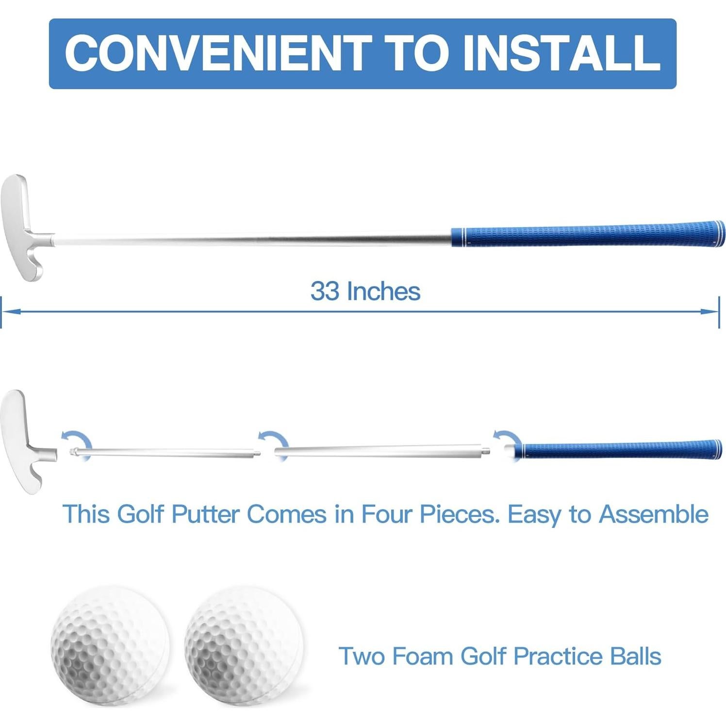 Putter de Golf Asyxstar 33 cm con 2 Pelotas de Práctica