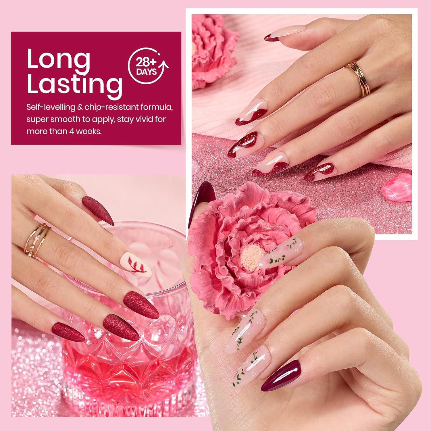 Set de Esmalte de Gel Beetles 6 Colores Berry Merlot 7.5ml