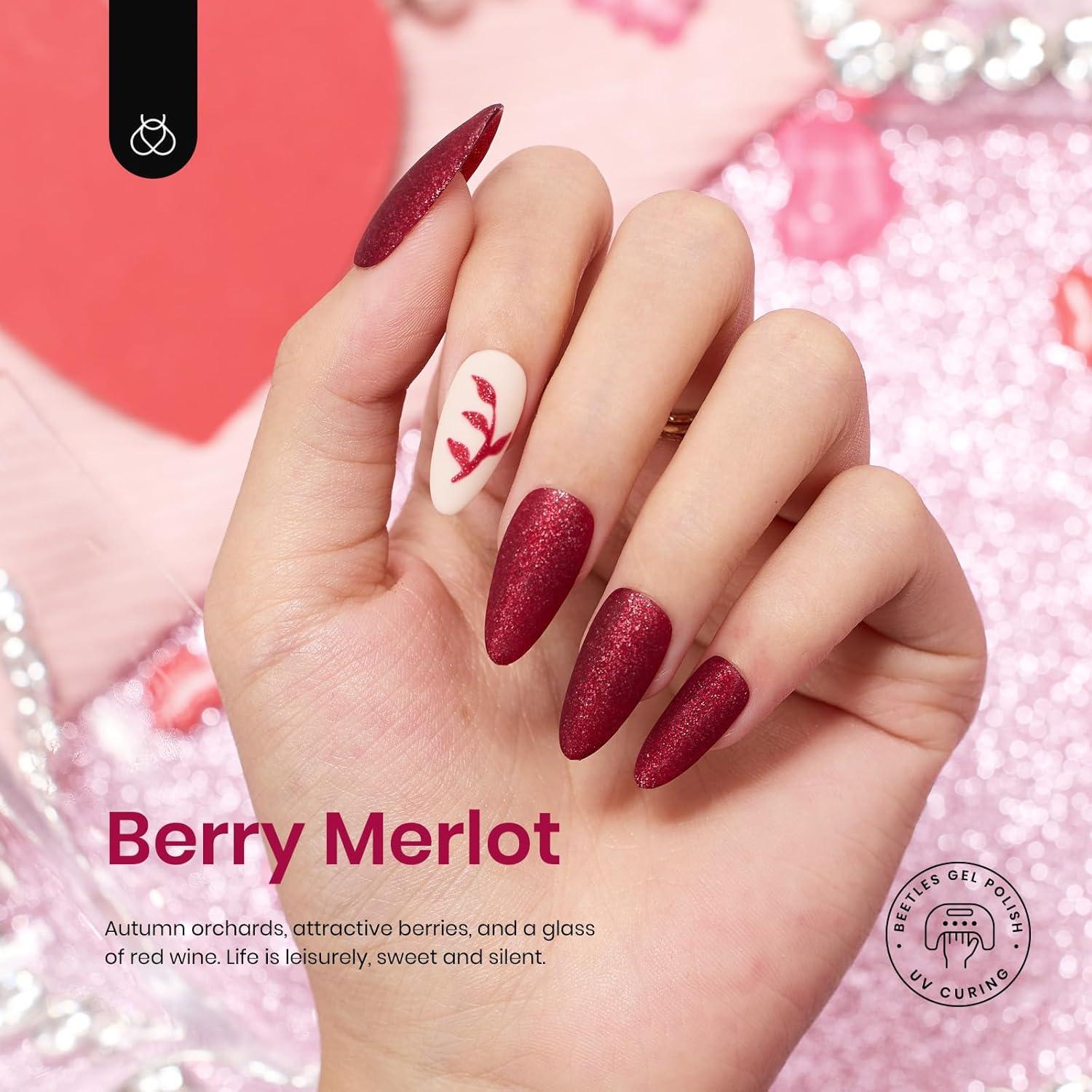 Set de Esmalte de Gel Beetles 6 Colores Berry Merlot 7.5ml