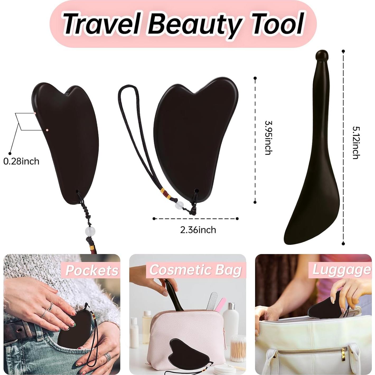 Set de Raspadores Gua Sha de Piedra Bian Olaemuo - Masaje Facial