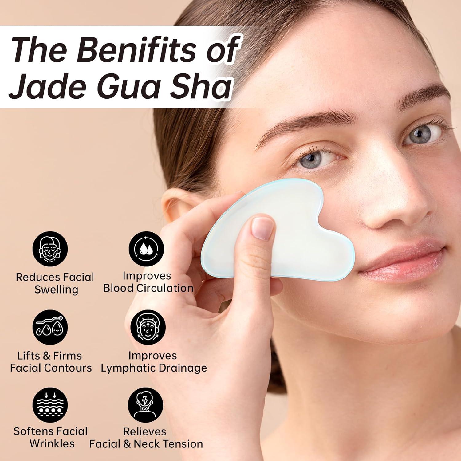 Set Gua Sha y Rodillo Facial Olaemuo - Ópalo Natural