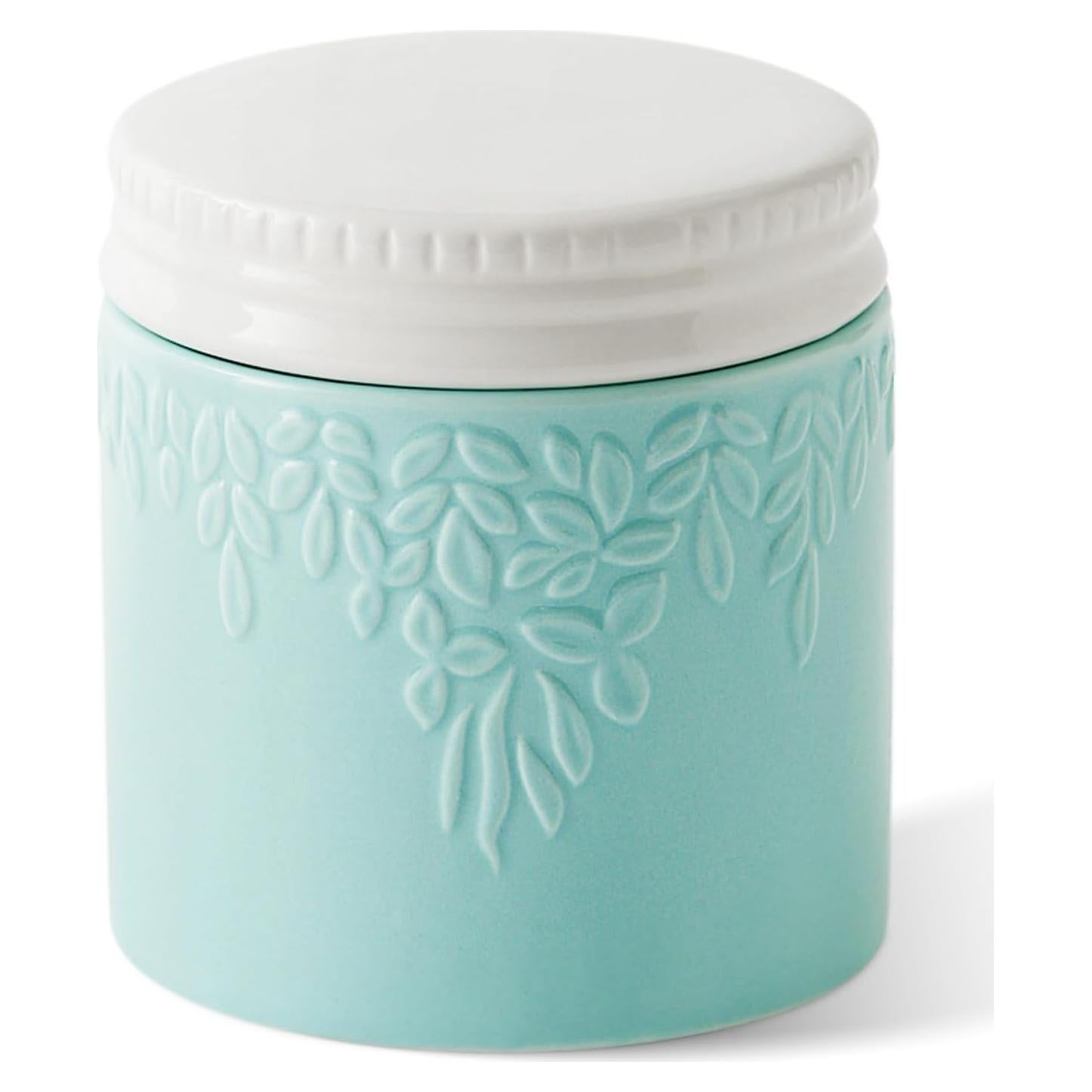 Crock de Mantequilla Toptier Hoja Azul 113g con Tapa