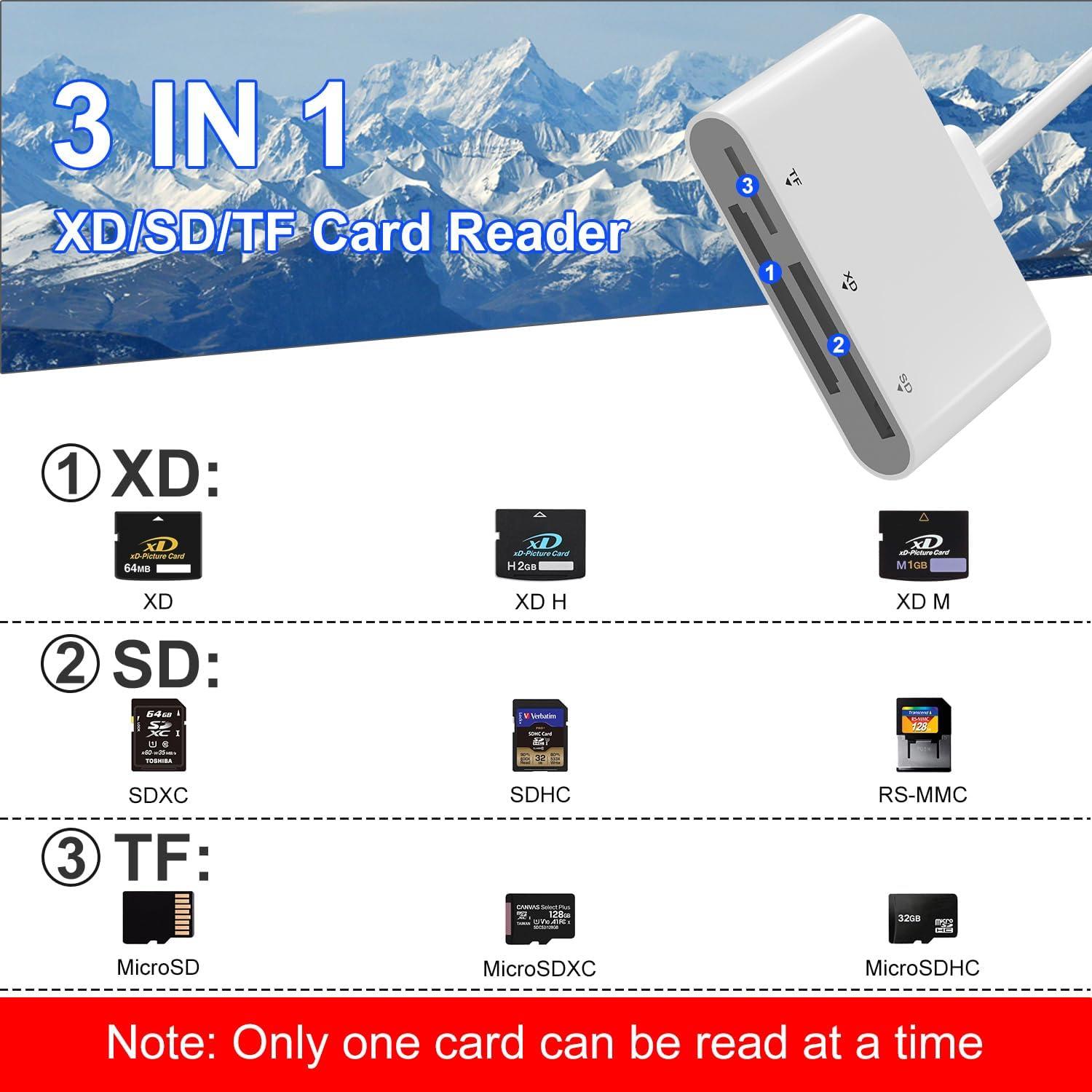 Adaptador Lector de Tarjeta SD TF XD 3 en 1 Ardaddyn