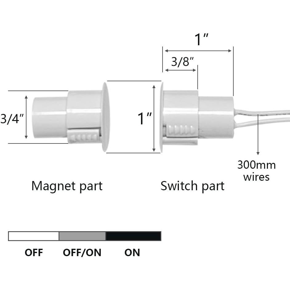 5 Juegos de Contactos Magnéticos NC DSYBJR para Puertas - Negro