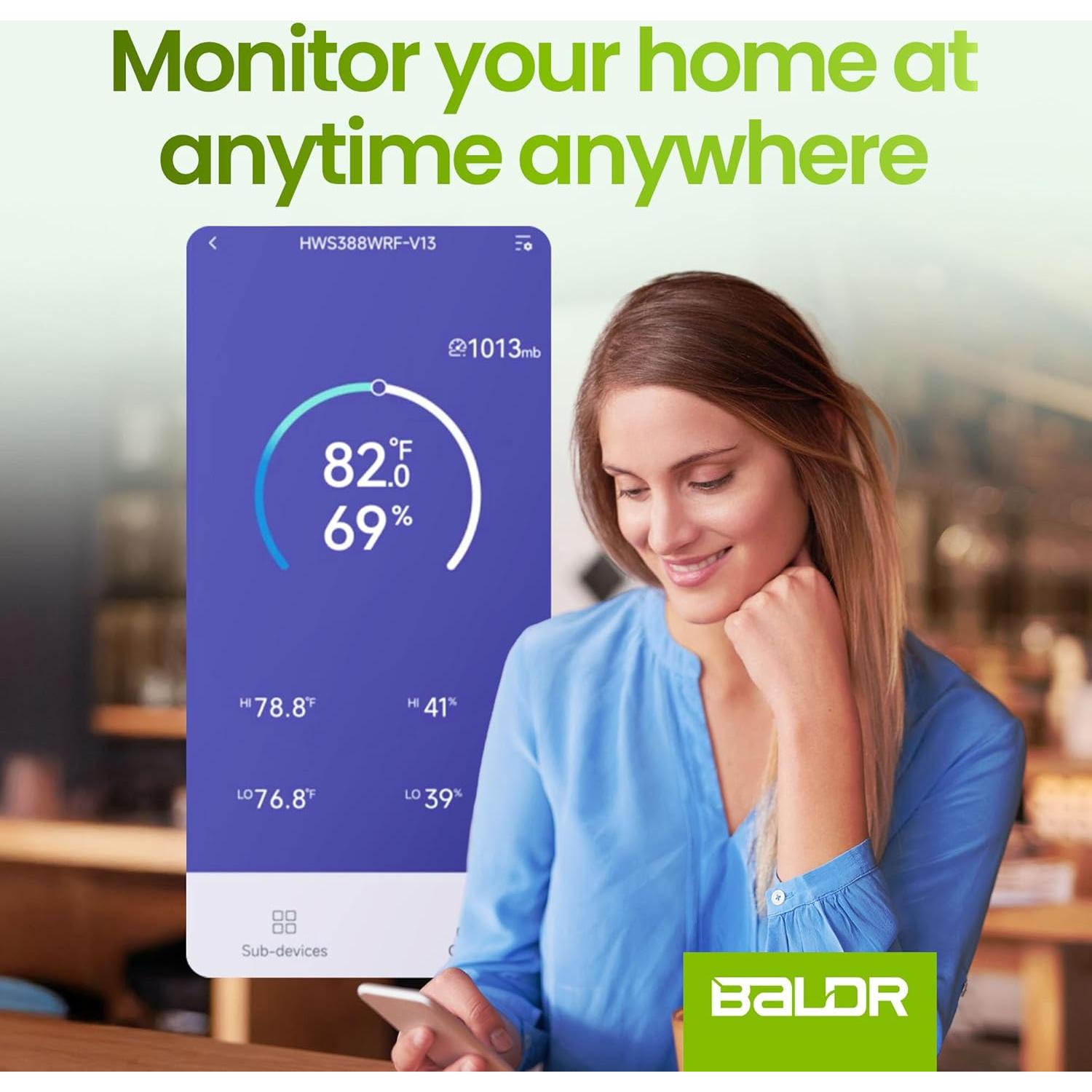 Estación Meteorológica WiFi BALDR con Sensor, 20.3x12.7cm