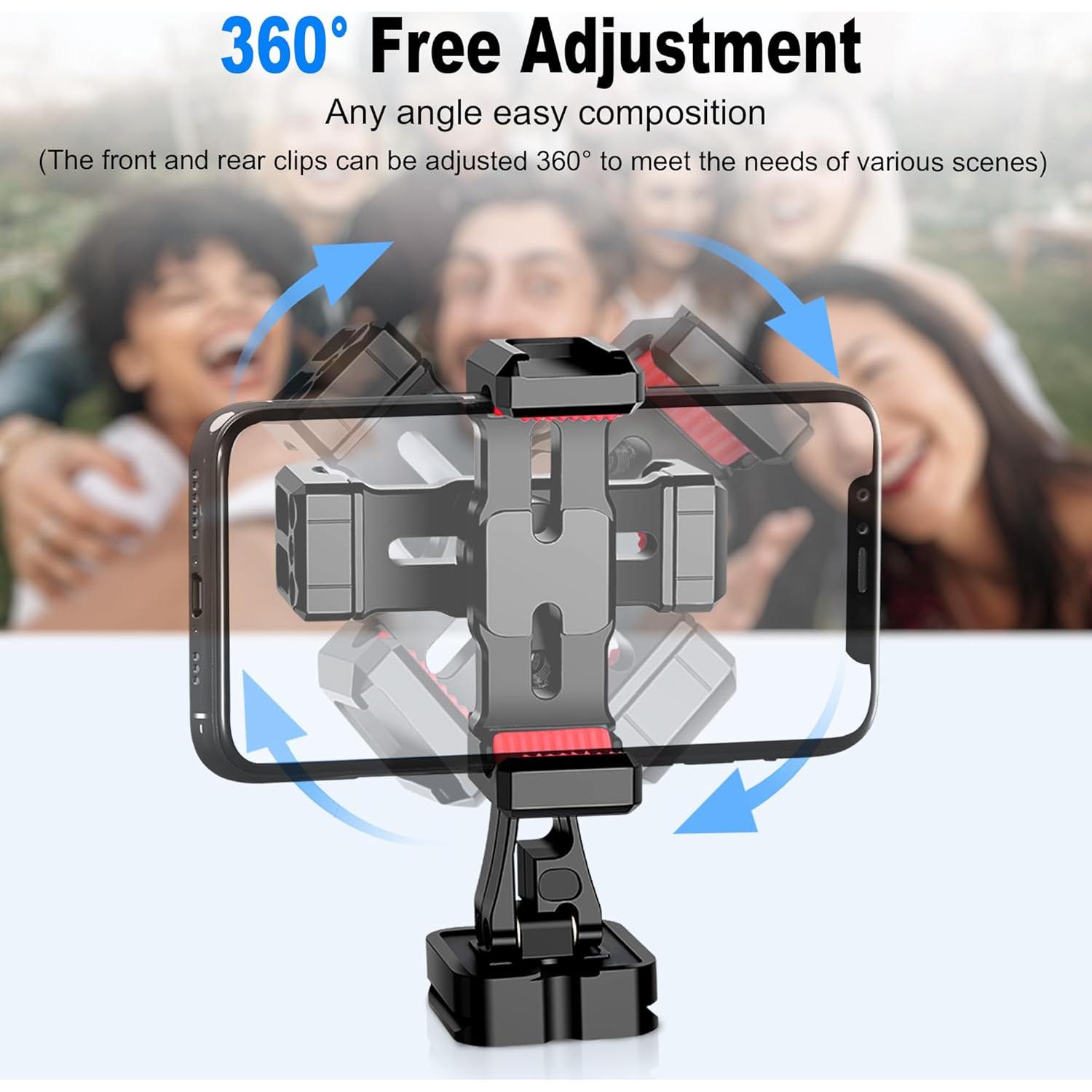 Soporte de trípode para teléfono Manbily SP-12, metal, dual 360°