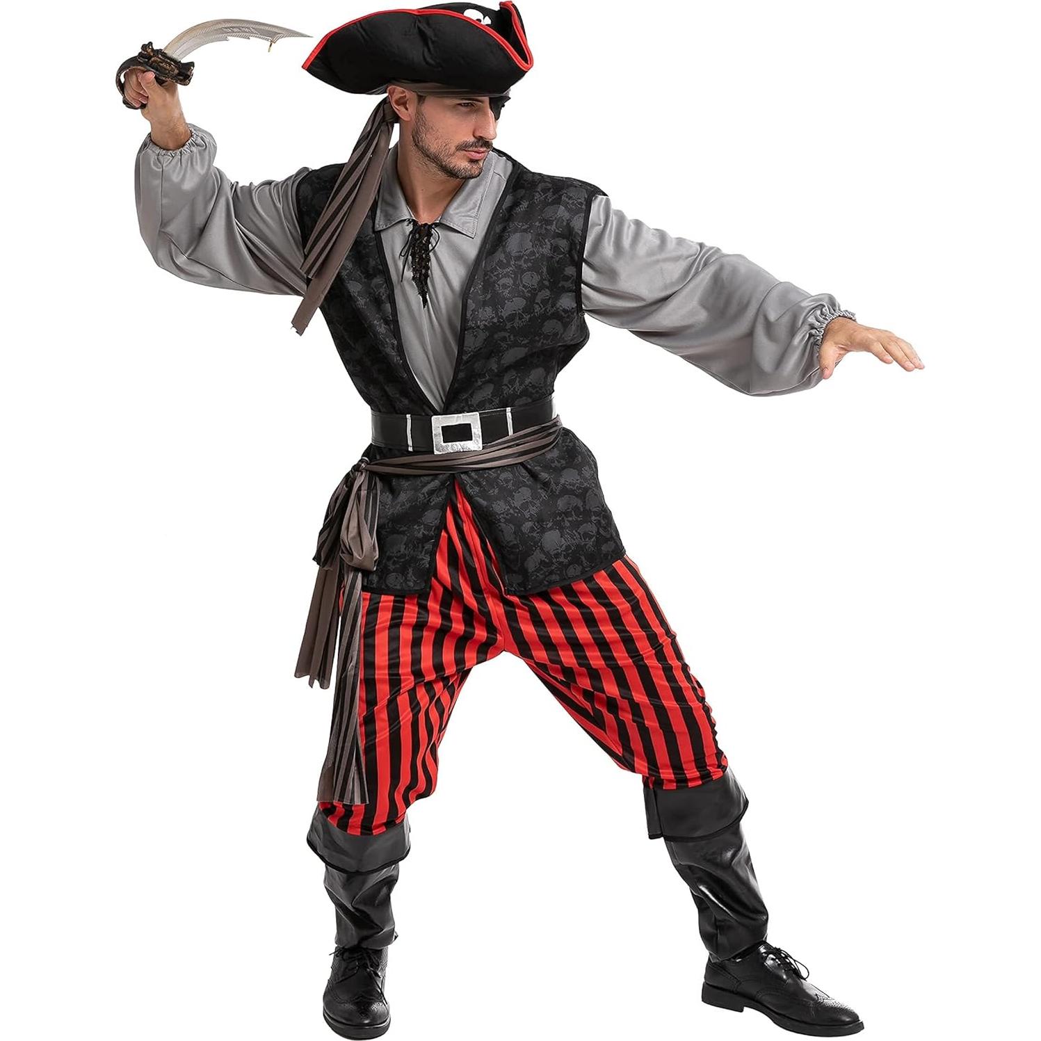 Disfraz de Pirata para Hombre Spooktacular XL Gris