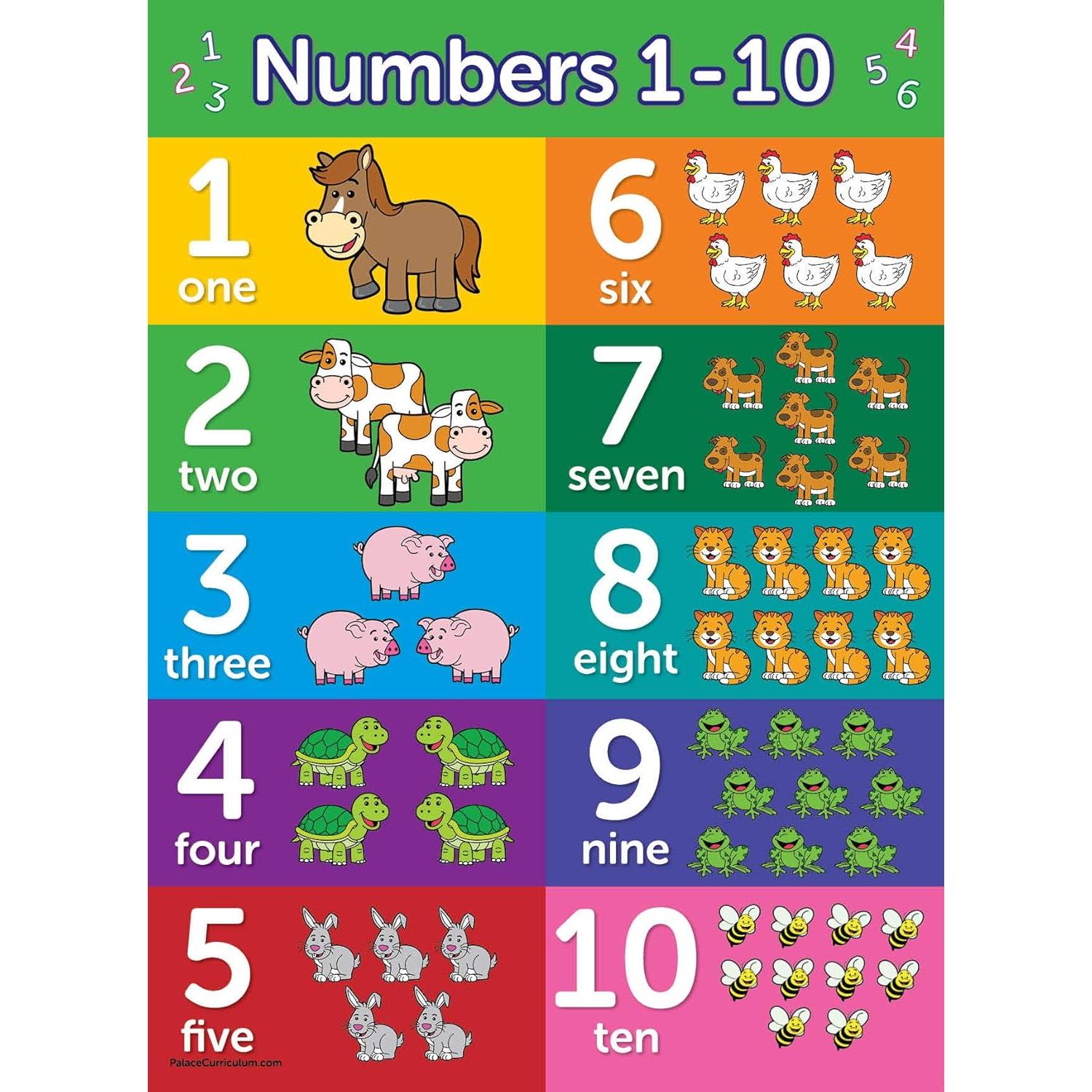 Conjunto de Carteles Educativos Palace Learning 4 Pack - Alfabeto, Números, Formas y Colores