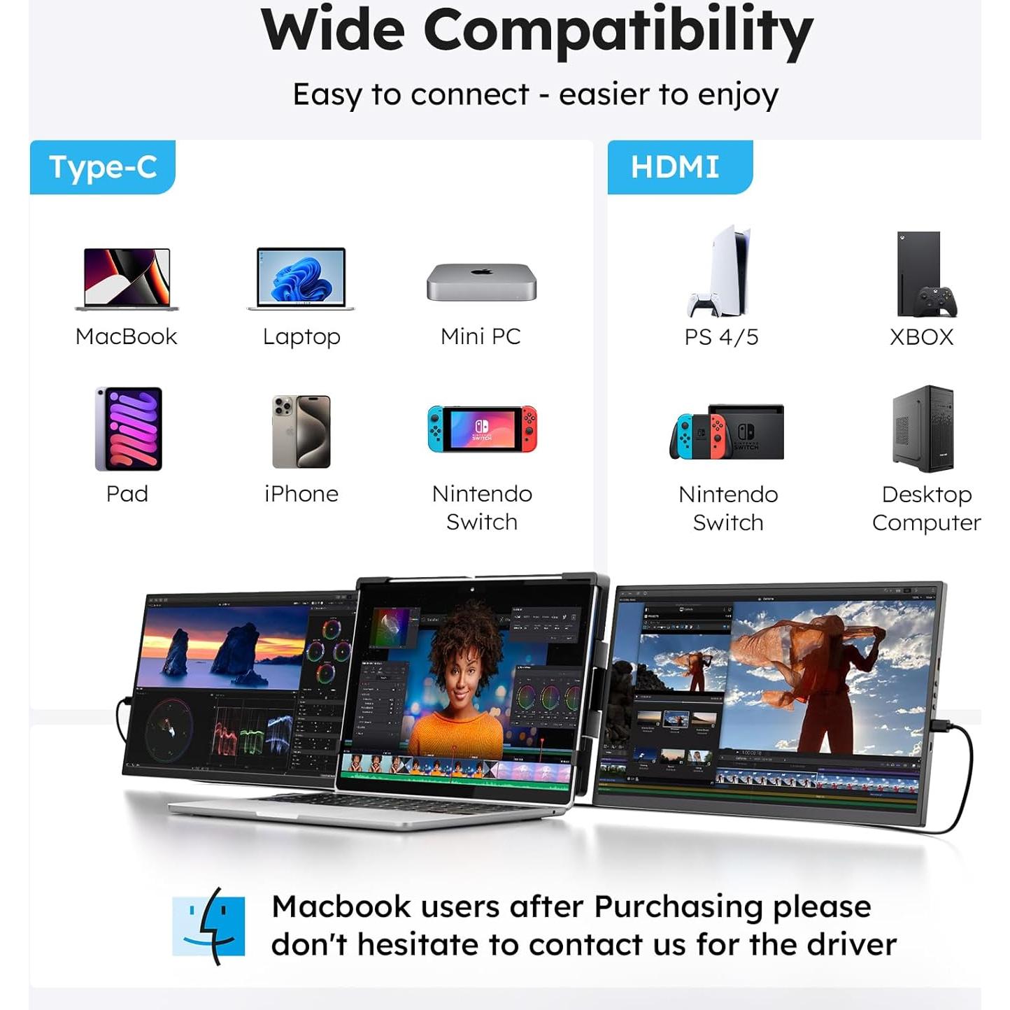 Extensor de Pantalla Dopesplay 15.6" FHD 1080P para Laptop