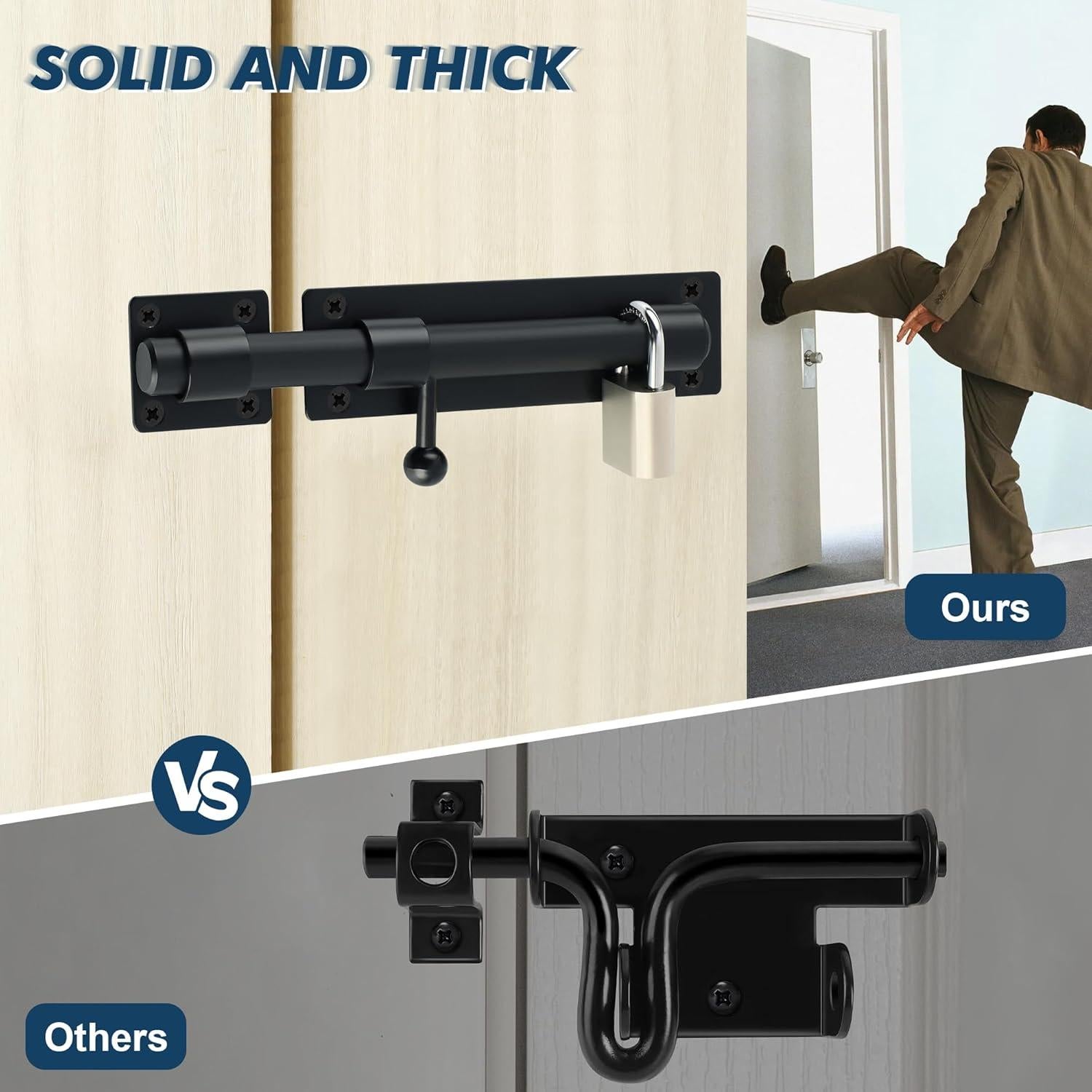 Pestillo deslizante Alise 6" acero inoxidable negro mate