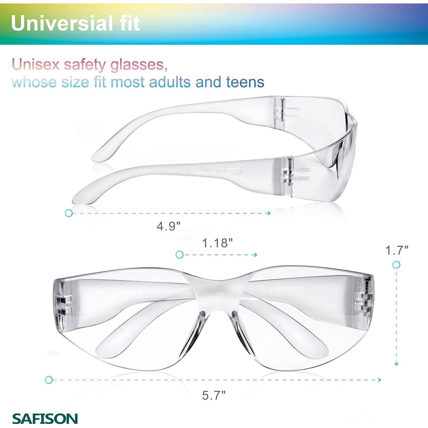 Gafas de Seguridad Claras SAFISON - 28 Paquetes, Policarbonato