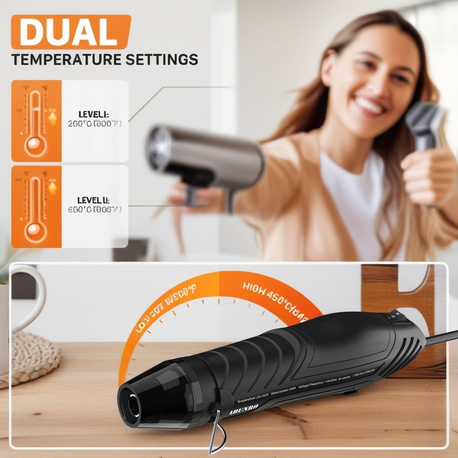 Mini Pistola de Calor 300W ABUNRO MF300 Doble Temperatura