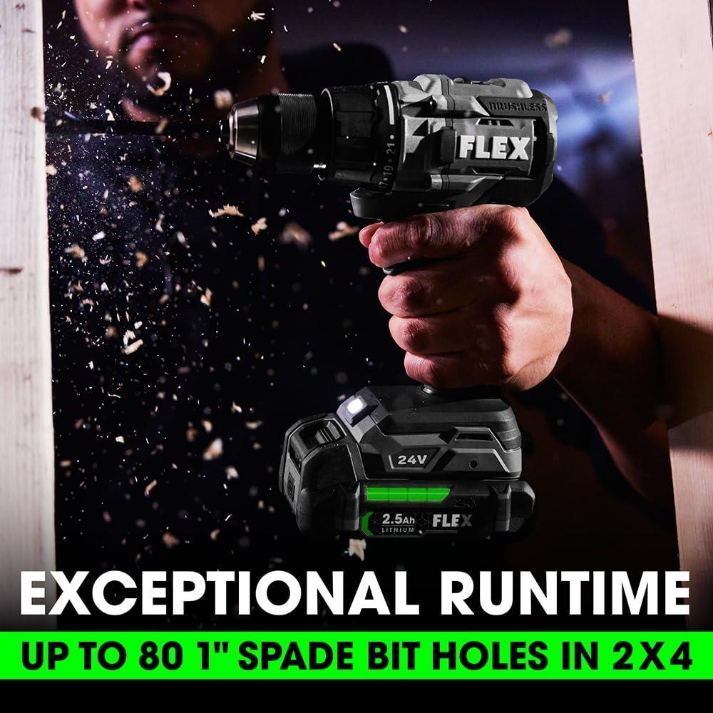 Kit de Herramientas Inalámbricas FLEX 24V - Taladro, Destornillador, Sierra y Luz
