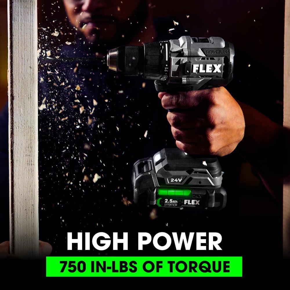 Kit de Herramientas Inalámbricas FLEX 24V - Taladro, Destornillador, Sierra y Luz