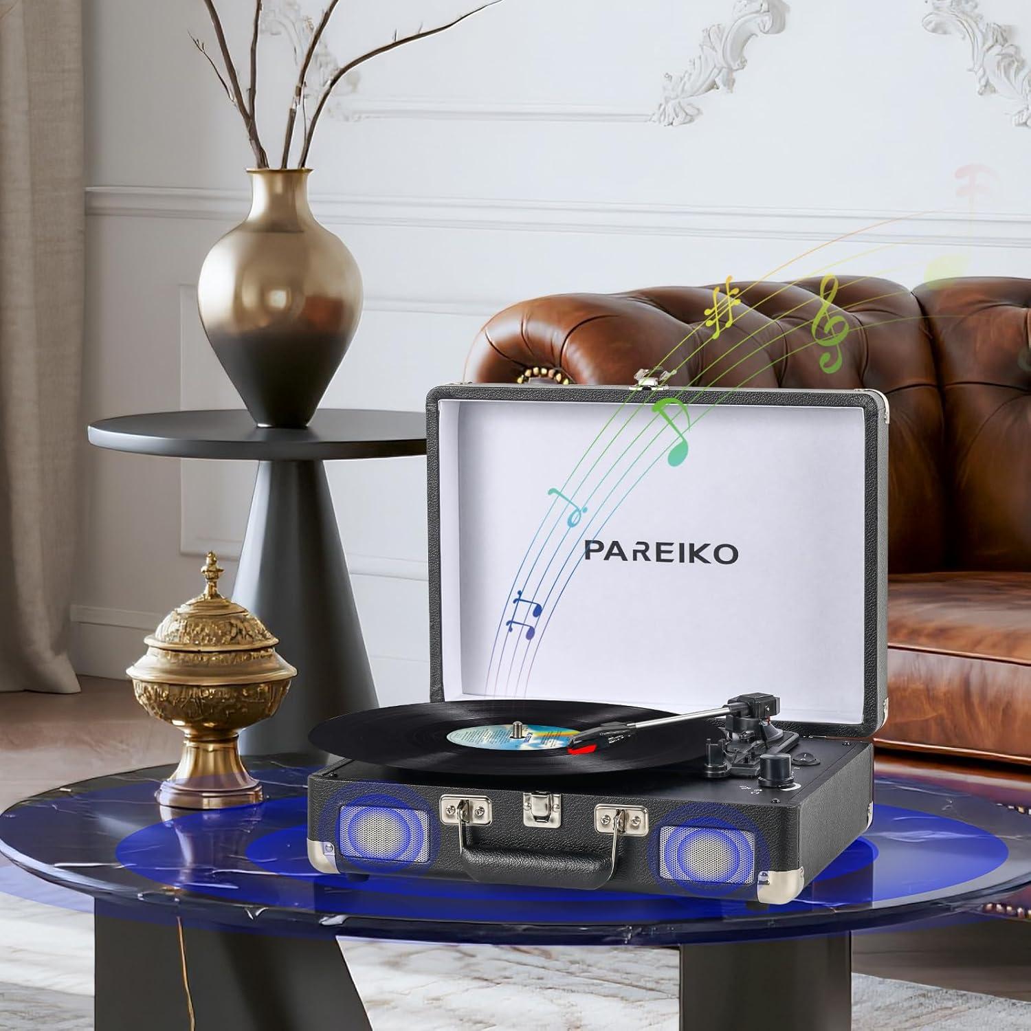 Reproductor de Vinilo Portátil PAREIKO T316 Bluetooth 3 Velocidades