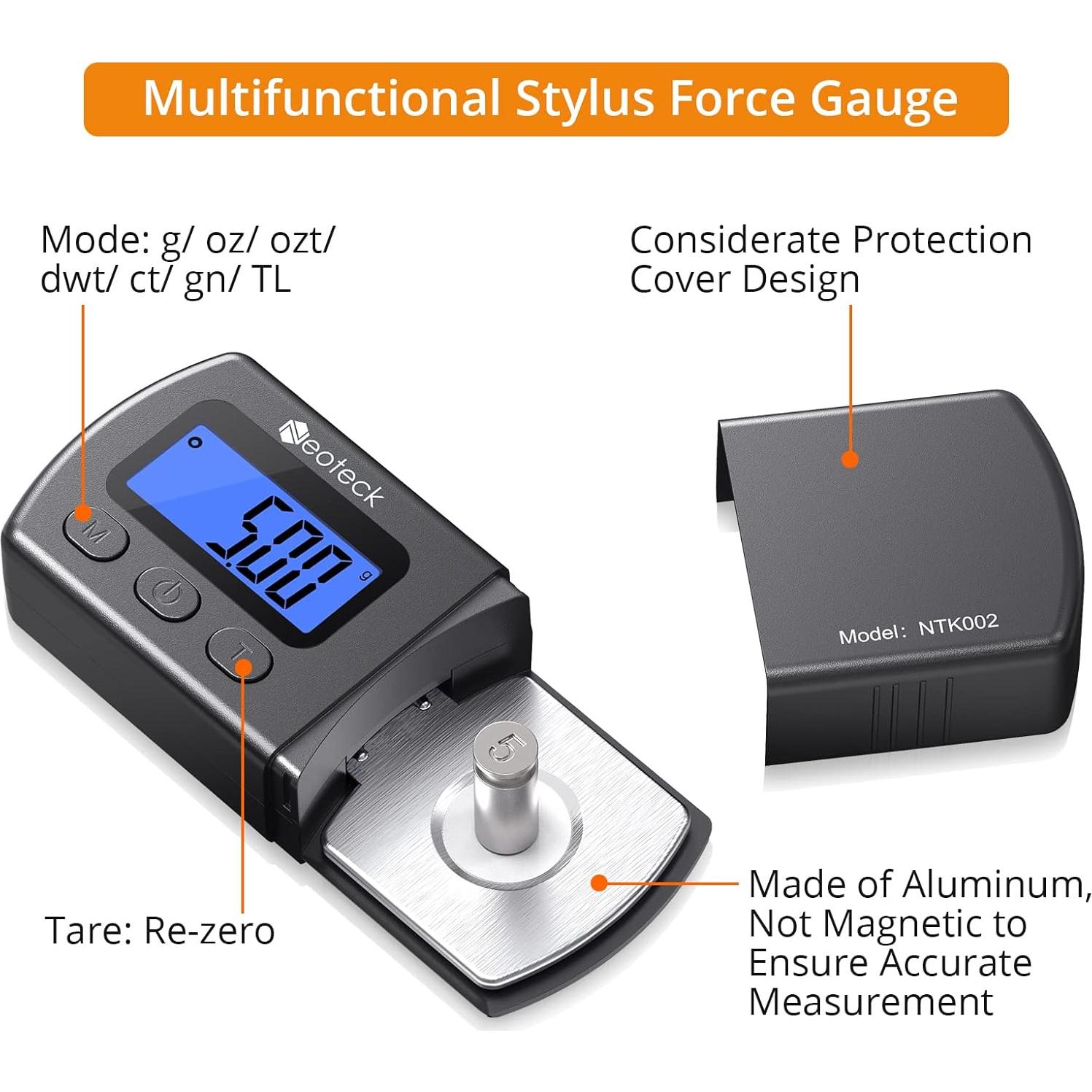 Medidor de Fuerza de Estiló Digital Neoteck 0.01g-5g con Funda