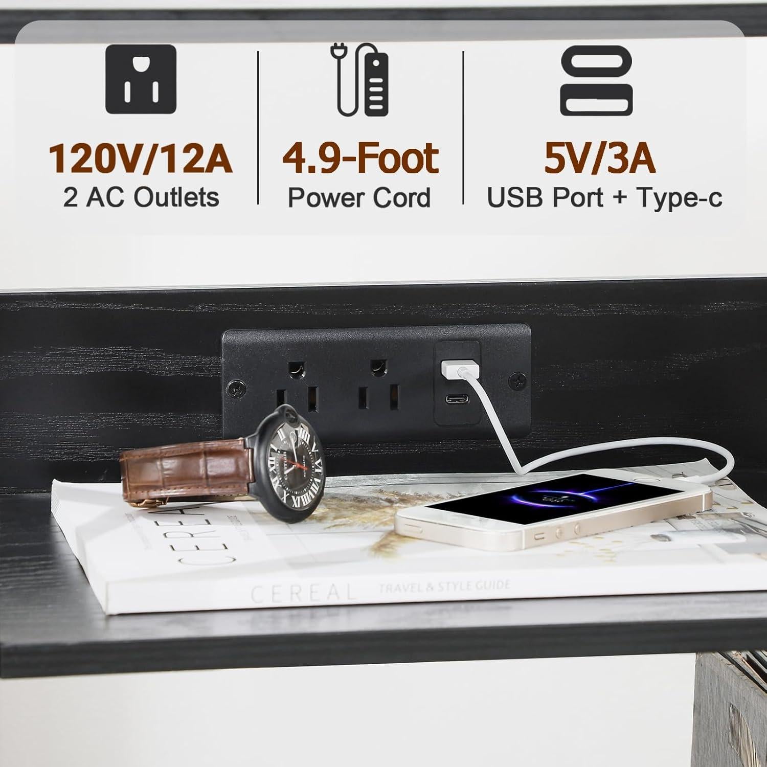 Soporte para Tocadiscos AMHANCIBLE HETCD01 Negro con Estación de Carga