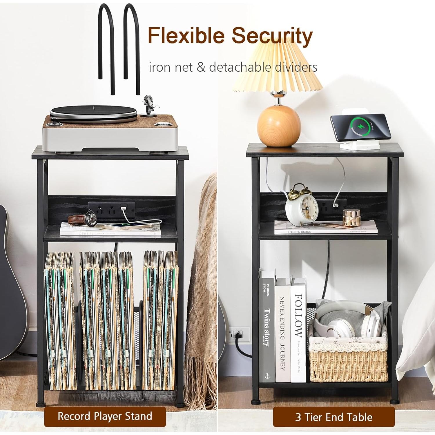 Soporte para Tocadiscos AMHANCIBLE HETCD01 Negro con Estación de Carga