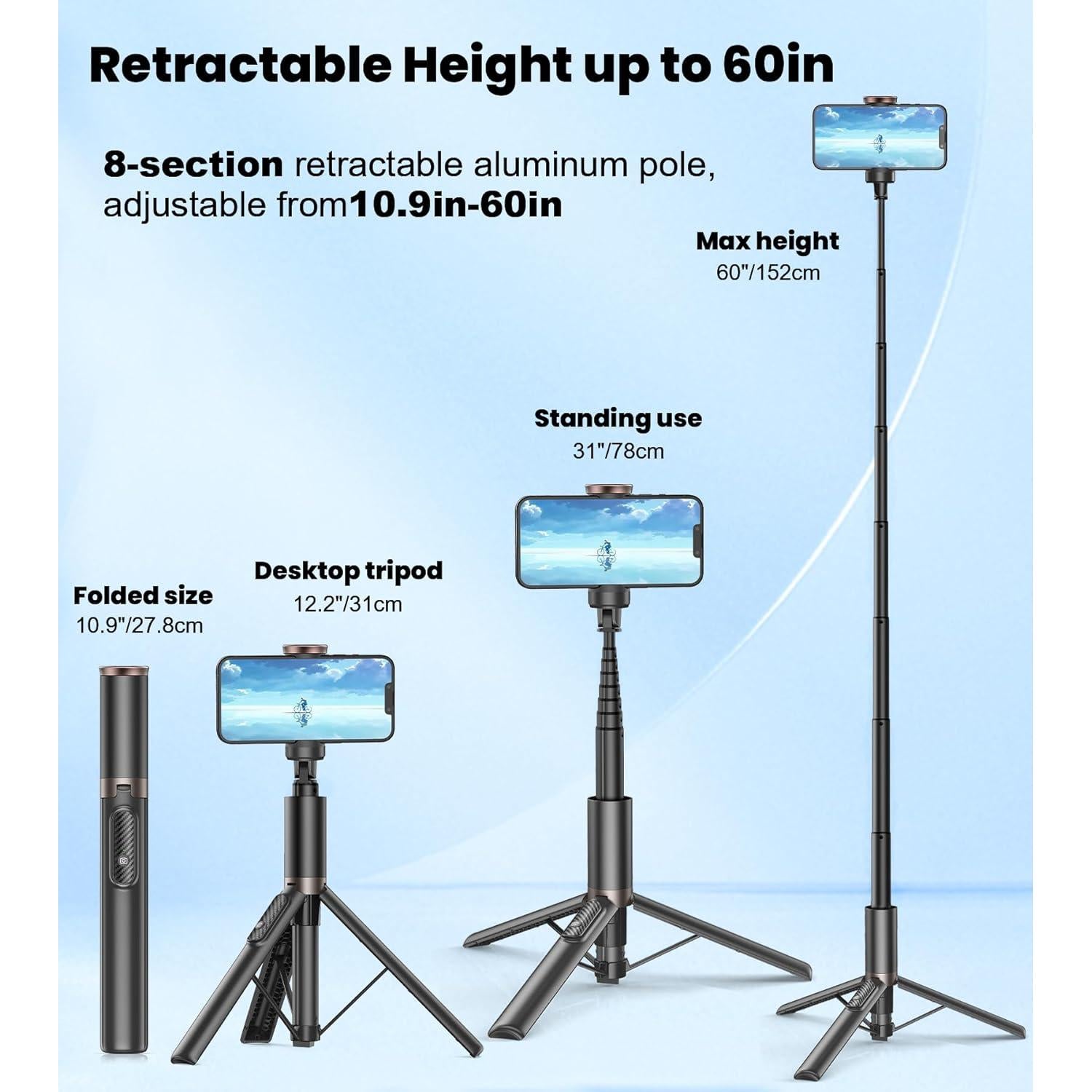 Trípode Selfie TONEOF 60cm con Control Remoto Integrado