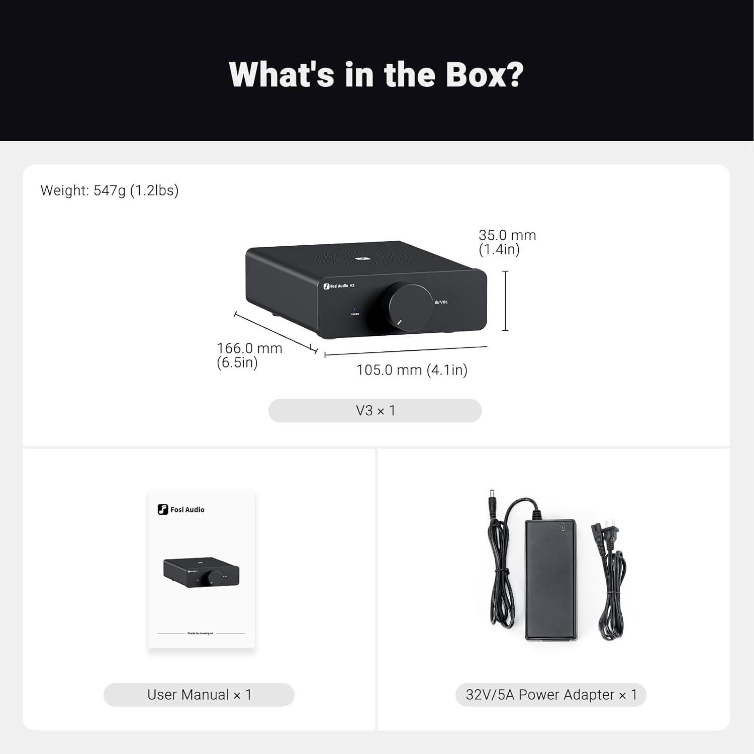 Amplificador Estéreo Fosi Audio V3 600W 2 Canales Clase D