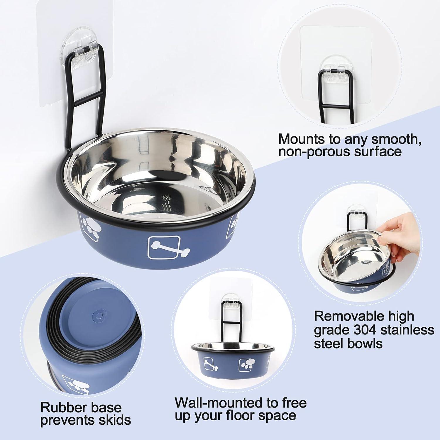 Comedero Elevado para Gatos Torlam, Acero Inoxidable, Antideslizante, Azul