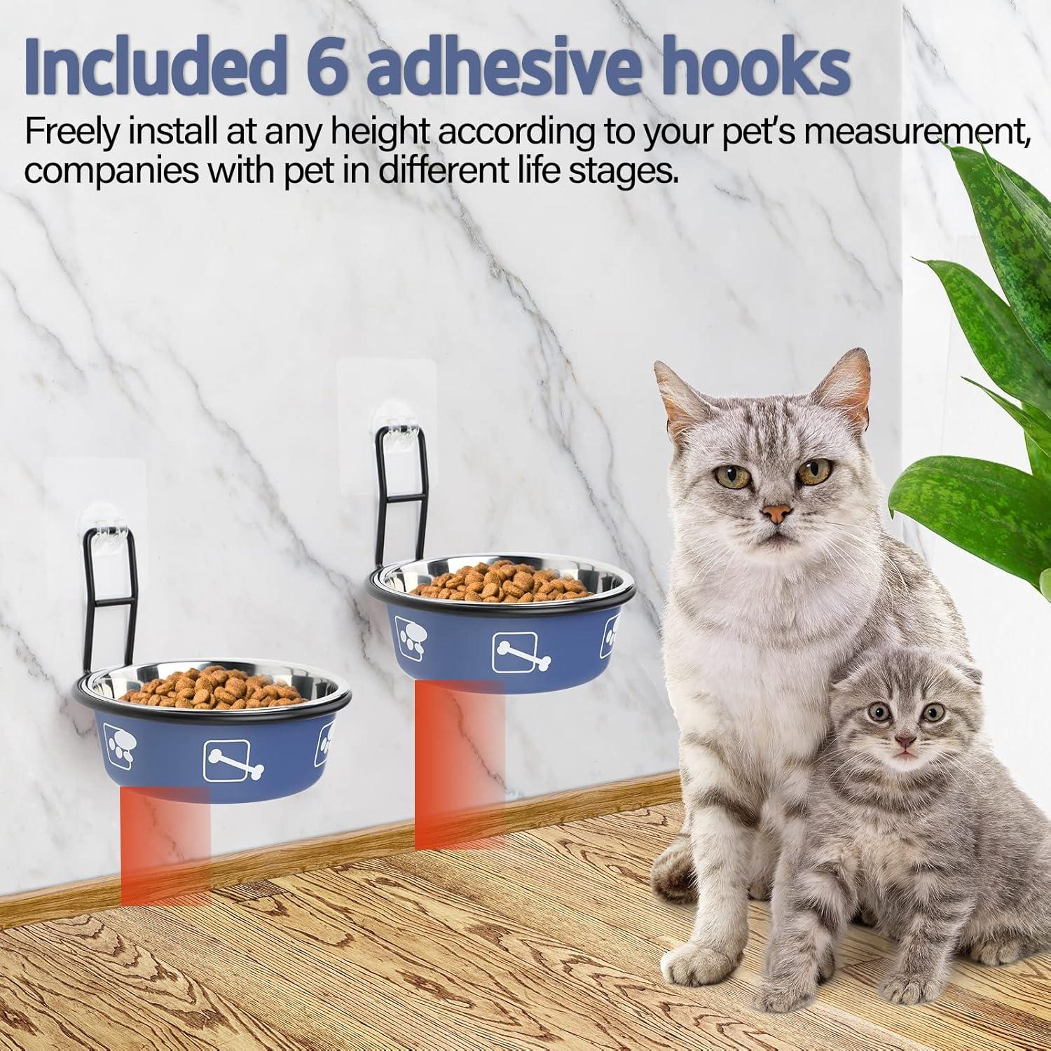 Comedero Elevado para Gatos Torlam, Acero Inoxidable, Antideslizante, Azul