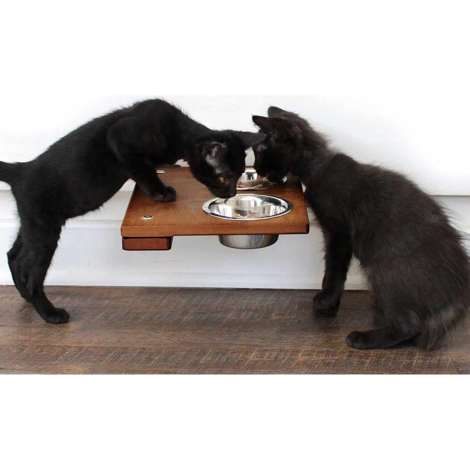 Estante Elevado para Comida de Gato Catastrophic Creations - Bambú Castaño Inglés