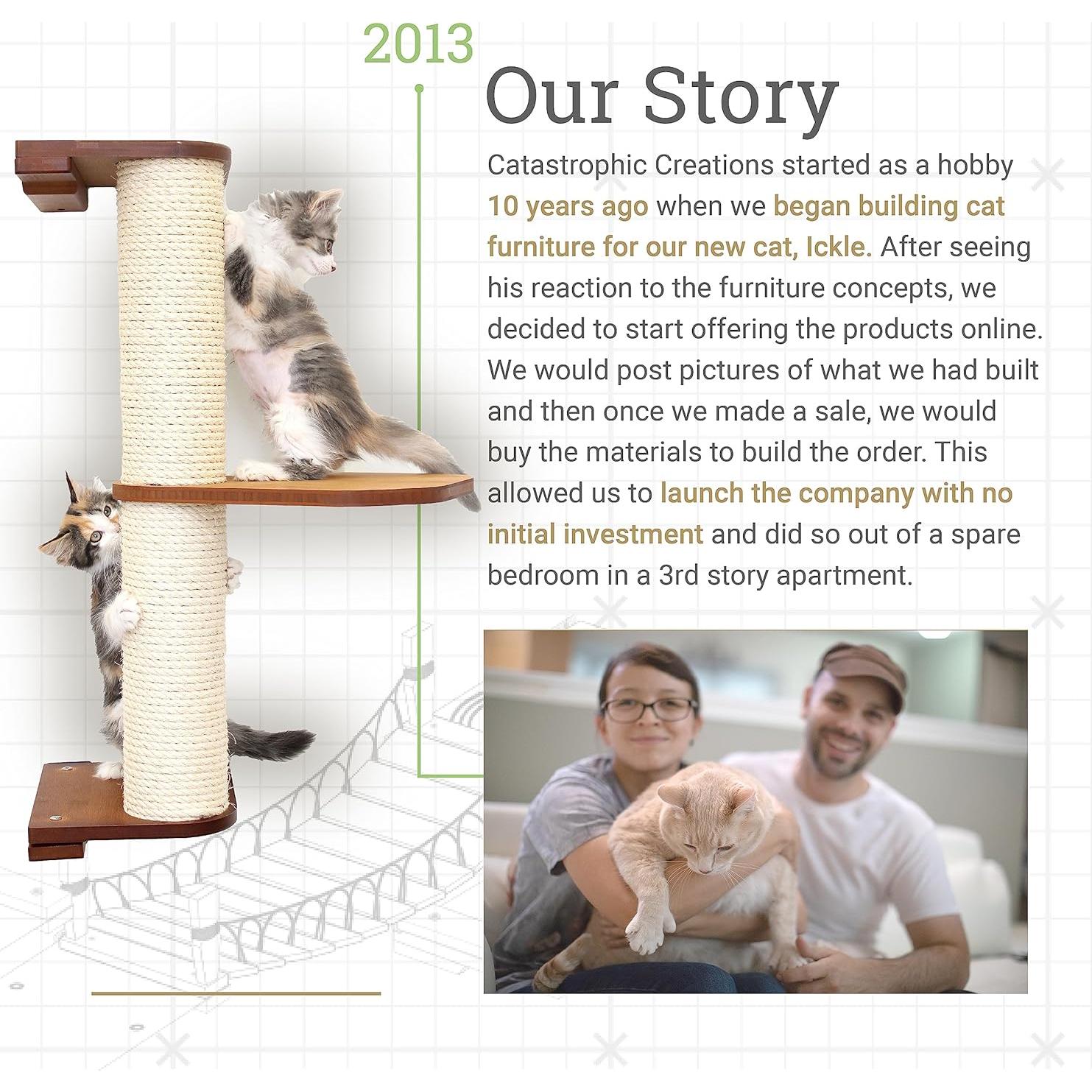 Estante Elevado para Comida de Gato Catastrophic Creations - Bambú Castaño Inglés