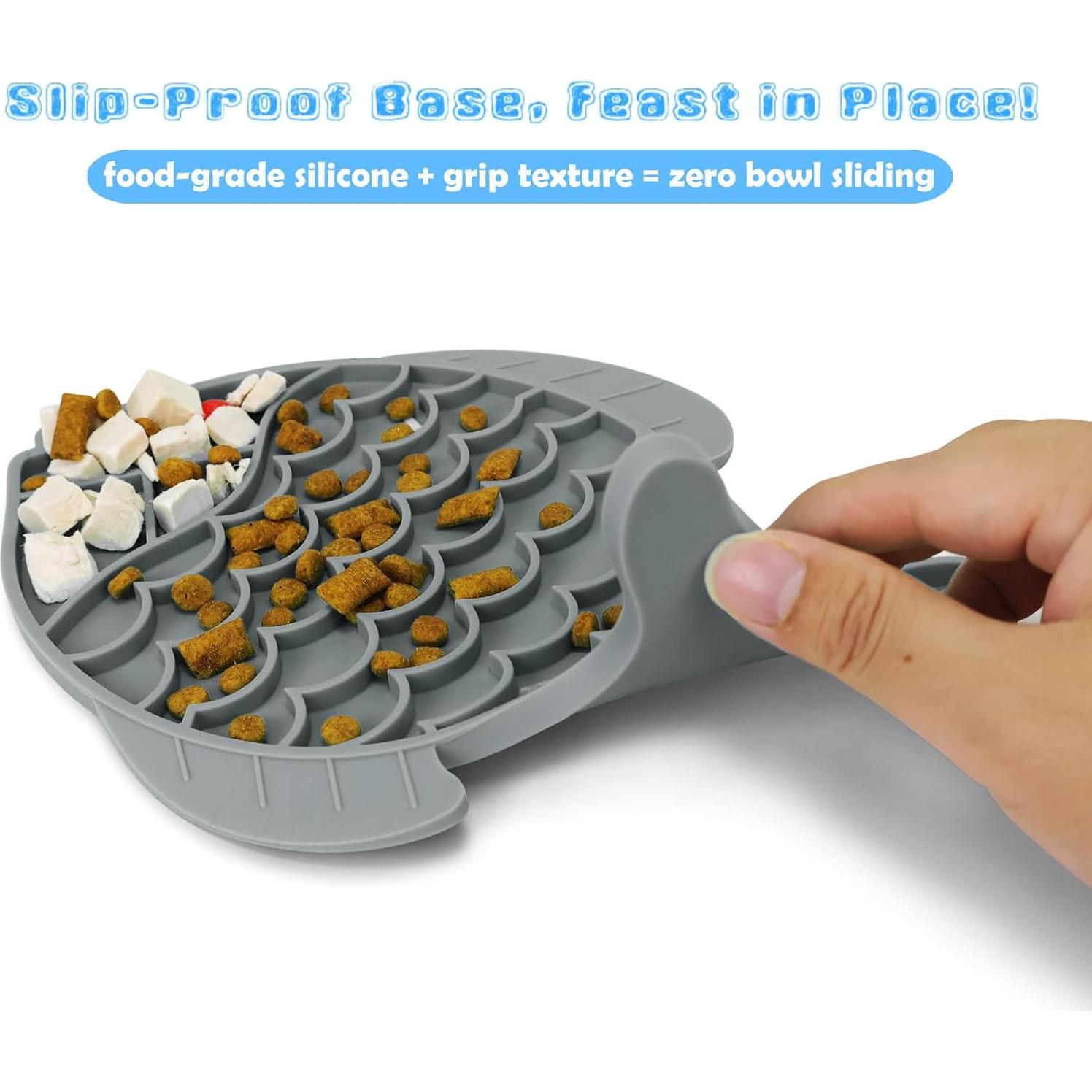 2 Comederos Lentos para Gatos Tekcoo, Silicona Antideslizante